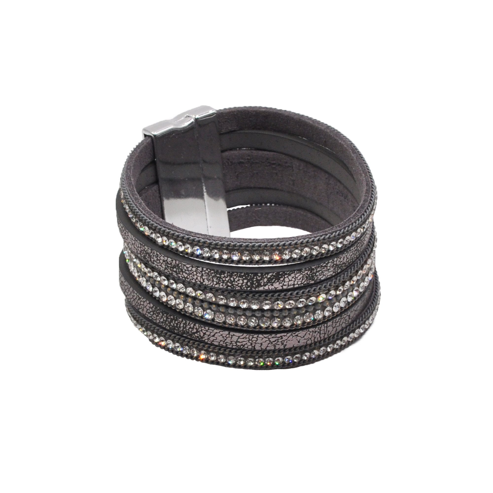 Steuer Armband Metall Lederband dunkelgrau. Reduzierter Preis € 34,95. Unverbindliche Preisempfehlung € 52,90