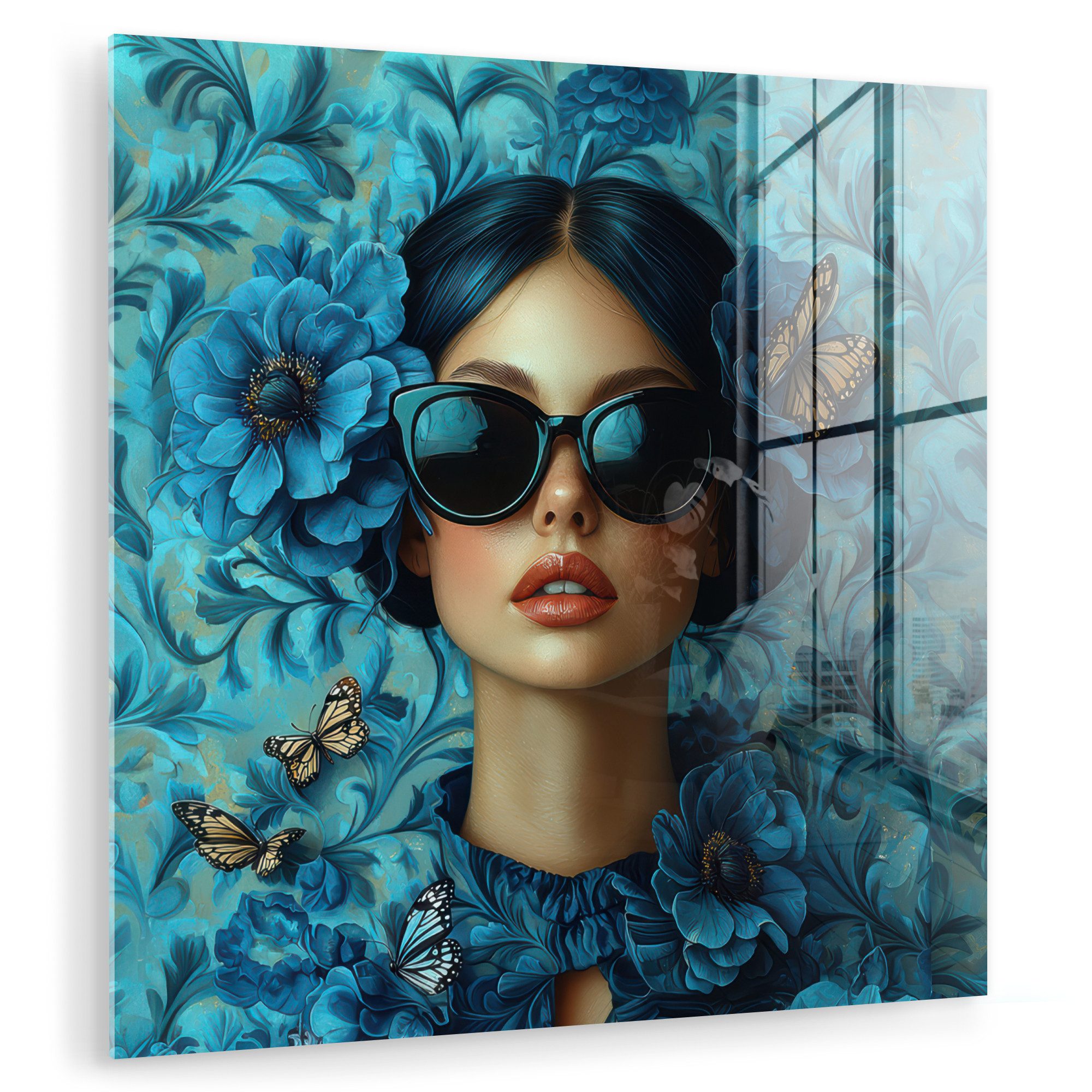MuchoWow Acrylglasbild Frau - Blumen - günstig online kaufen