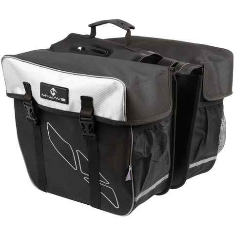 M-Wave Fahrradtasche AMSTERDAM DOUBLE Schwarz/Weiß (Packung, 1-tlg), 2 Seitentaschen