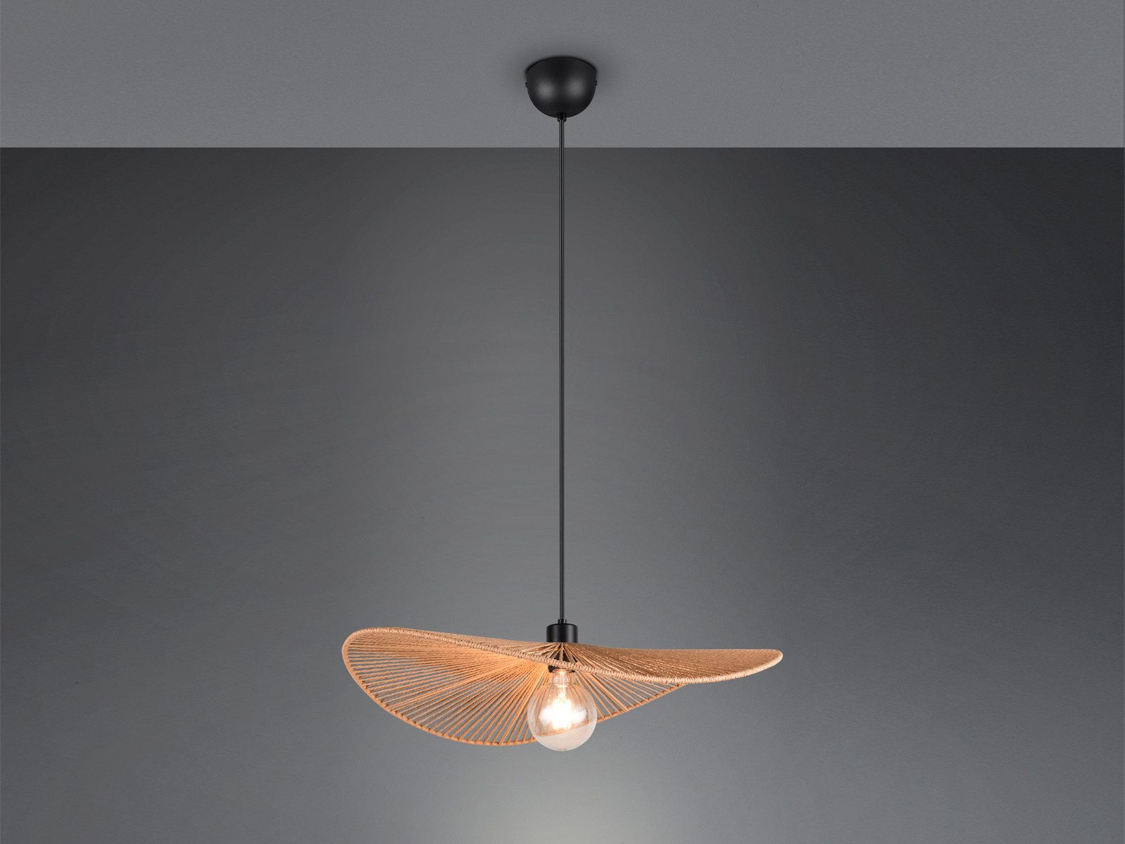 Reality Leuchten LED Pendelleuchte, Dimmfunktion, LED wechselbar, warmweiß, Groß-e ausgefallene Papier Lampenschirm geflochten für Esstisch Ø 58cm