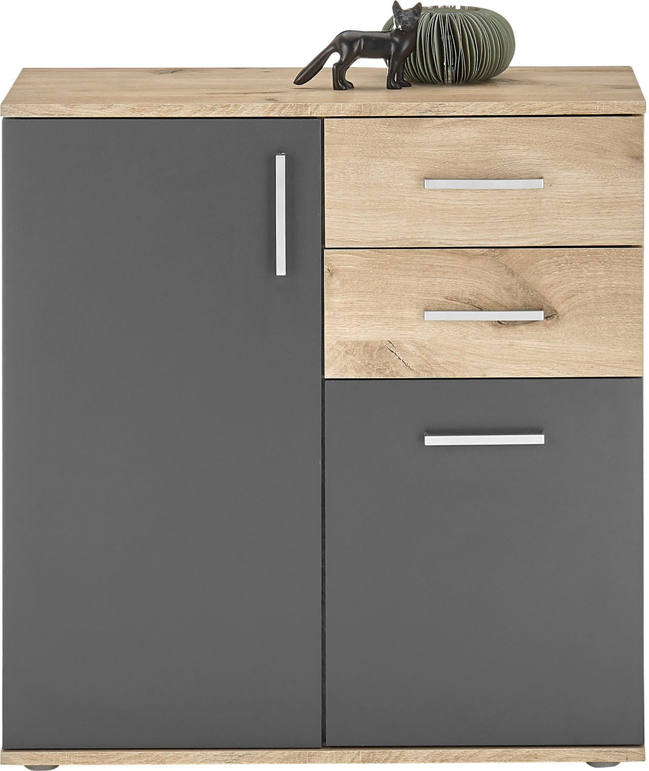 HBZ Kommode BC-Drift-2, Universalschrank Stellmaß BxHxT 80x84x35 cm (1 St), Kommode mit 2 Türen, 2 Schubkästen, 1 Einlegeboden