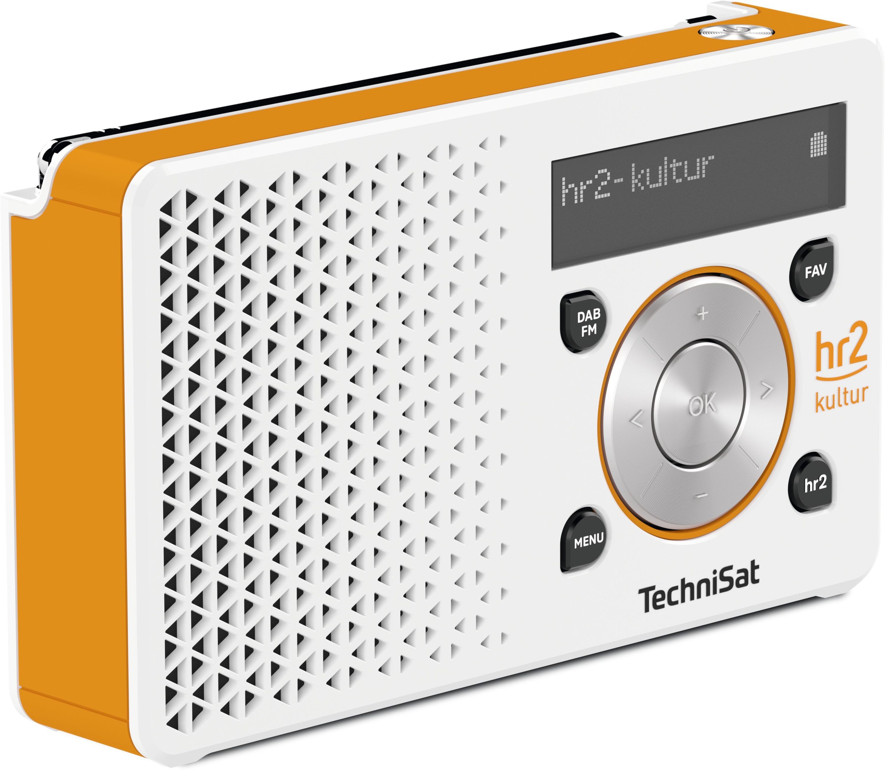 TechniSat DIGITRADIO 1 hr2 Edition Digitalradio (DAB) (Digitalradio (DAB), FM-Tuner mit RDS, 1 W, hr2-Direktwahltaste, bis zu 10 Stunden Akkulaufzeit, OLED-Display)