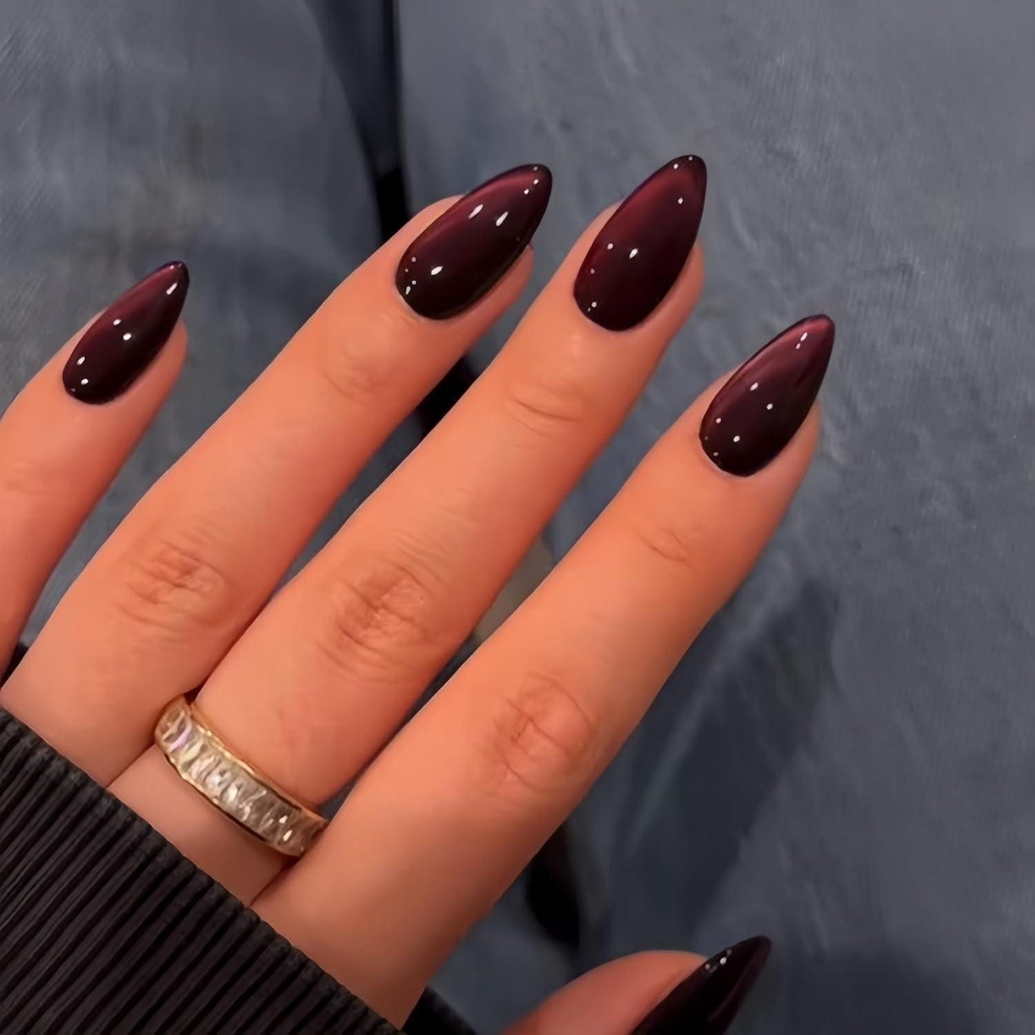 LuxusKollektion Kunstfingernägel Press On Nails Mittel Kurz Mandel Glitzer Schwarz Rosa