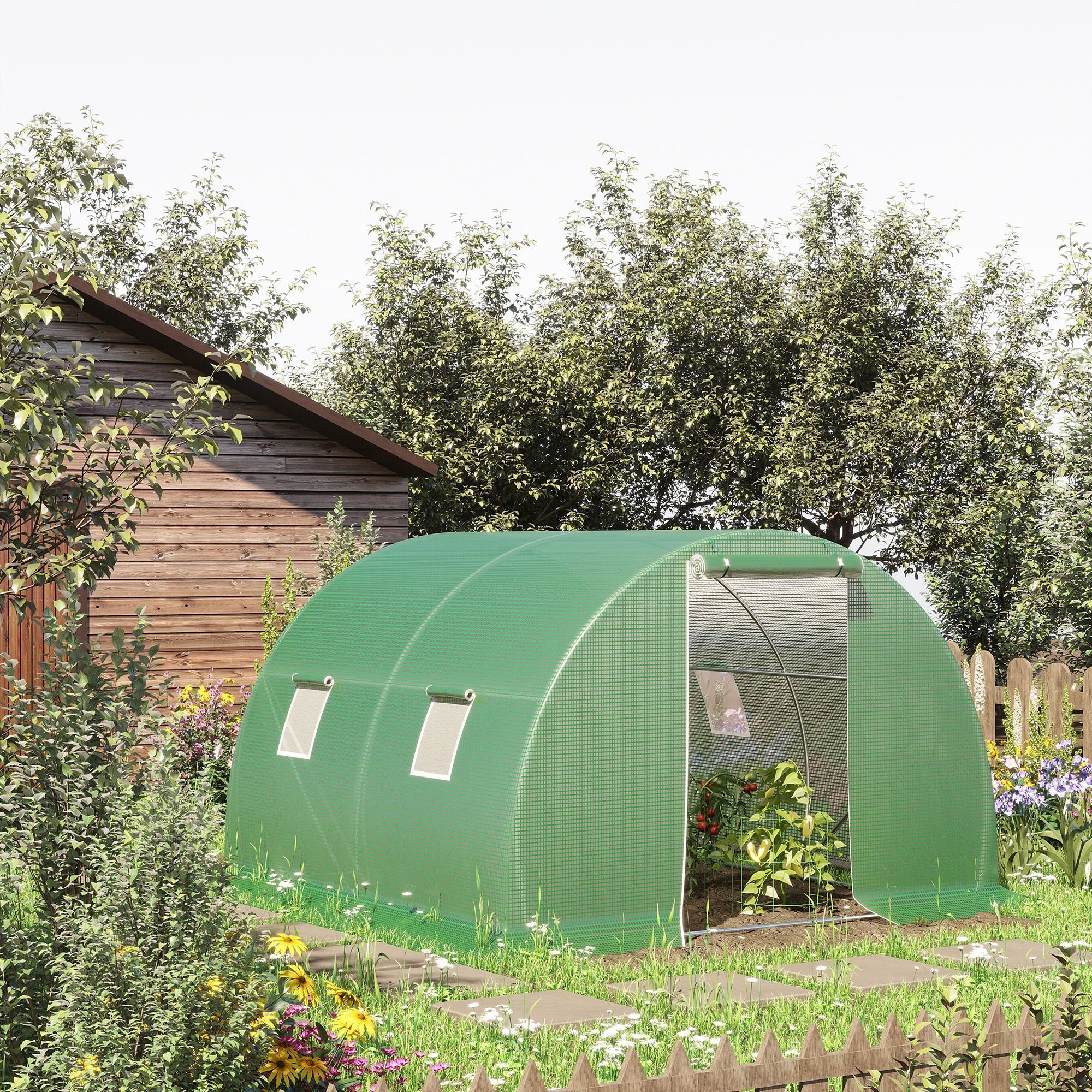 Outsunny Foliengewächshaus begehbares Polytunnel mit 4 günstig online kaufen