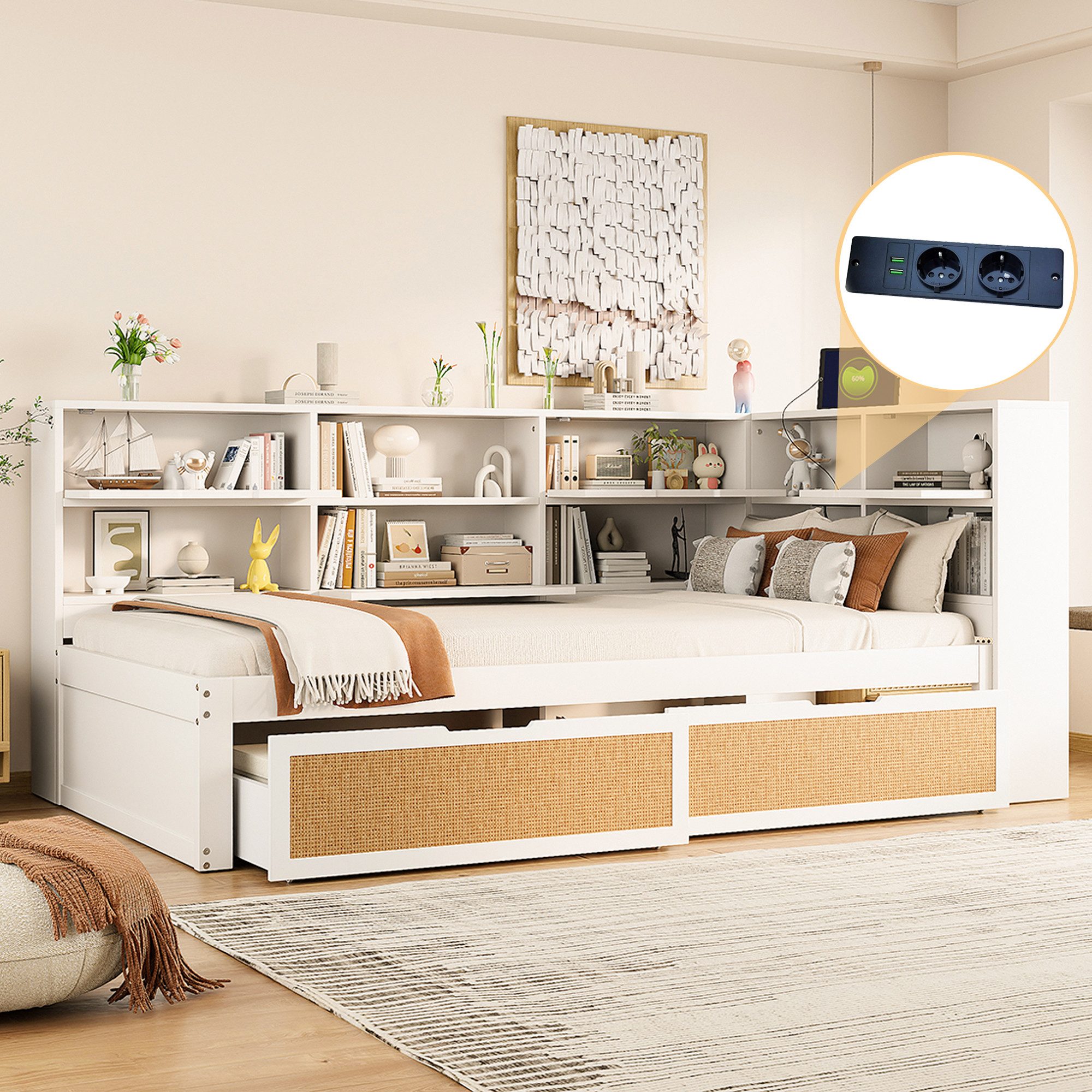 Daybett mit USB-Ladeanschluss & Steckdosenfunktion
