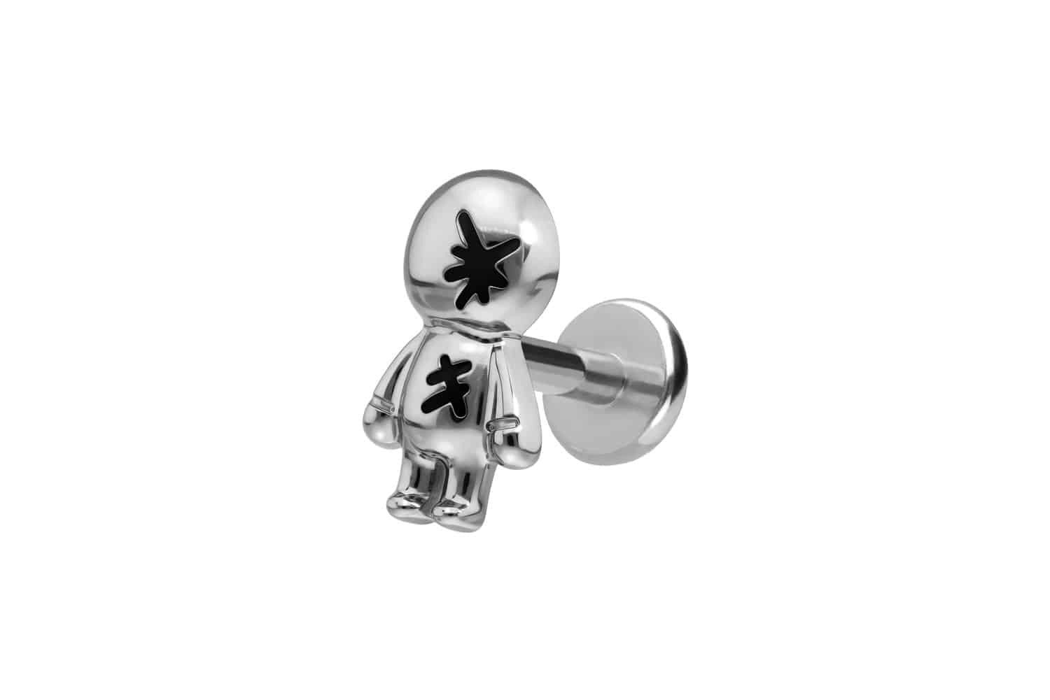 PIERCINGLINE Piercing-Set Titan Labret mit Push Fit PUPPE (Labrets, 1-tlg)