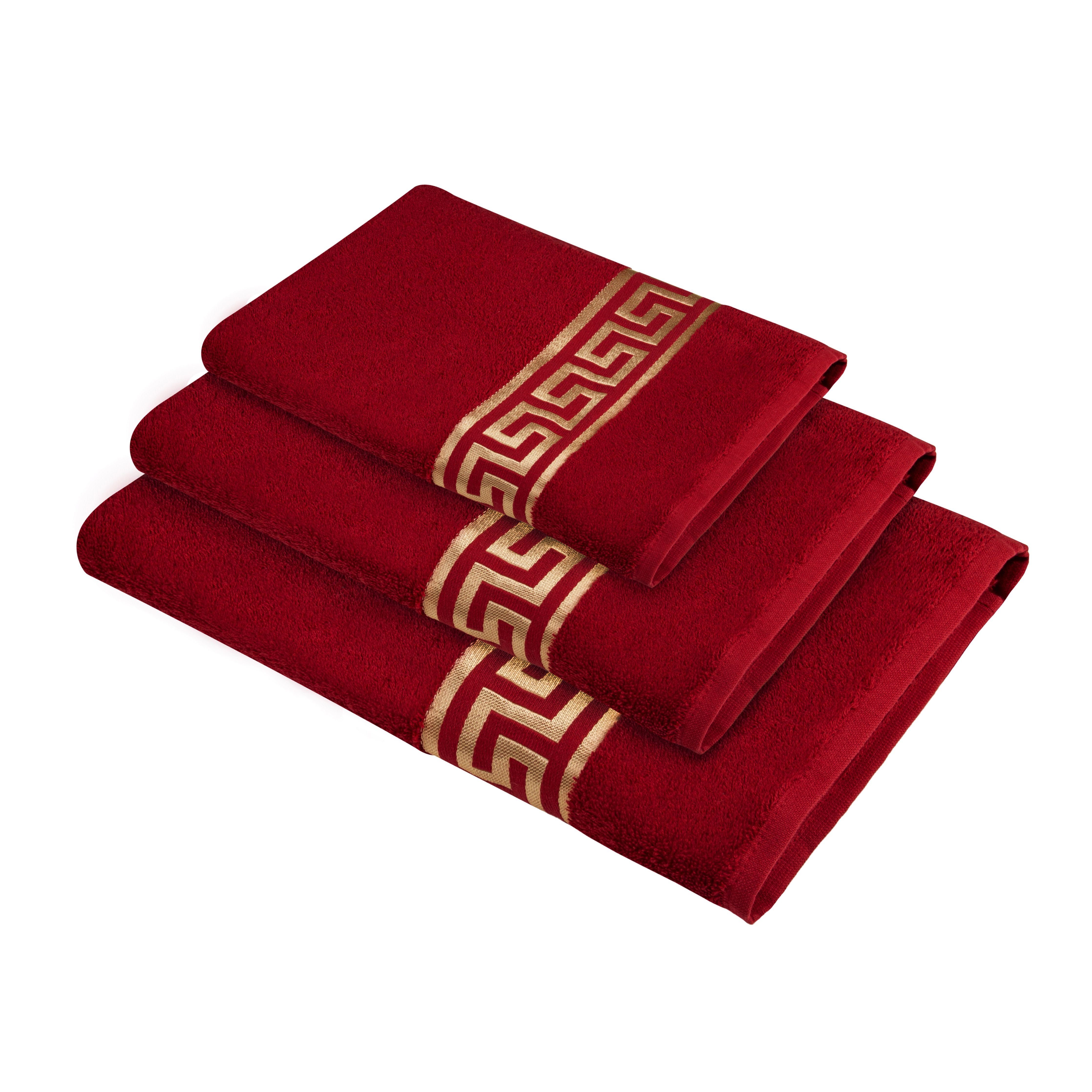 Belle Arti Arti Premium hautsympathisch, Belle Duschtücher pflegeleicht Handtücher, rot saugfähig, flauschig, Nachhaltig, Mäander