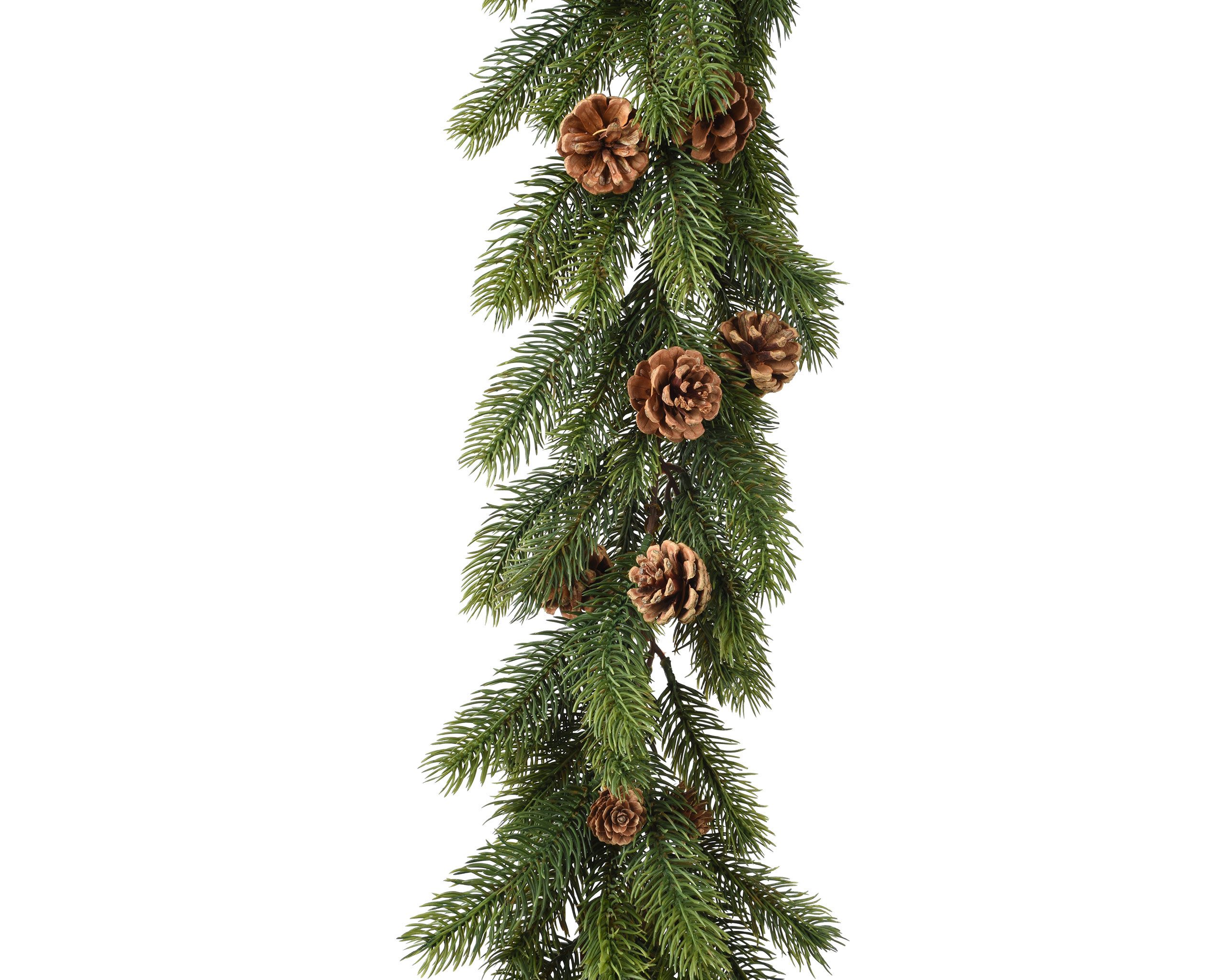 Kunstgirlande, Kaemingk, Künstliche Tannengirlande 1,8m mit Tannenzapfen Grün / Braun