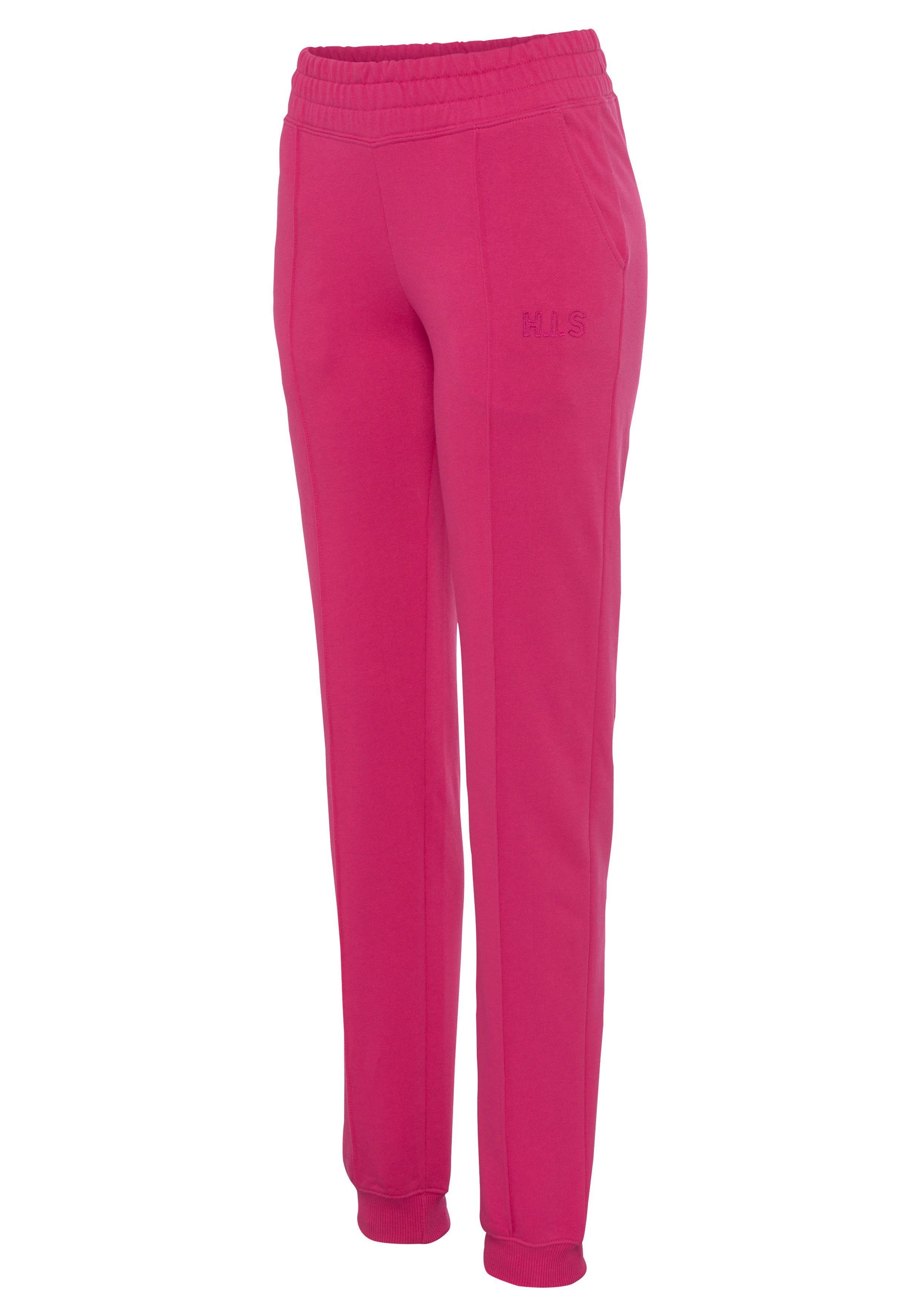 Relaxhose Piping H.I.S pink mit Loungeanzug vorn,