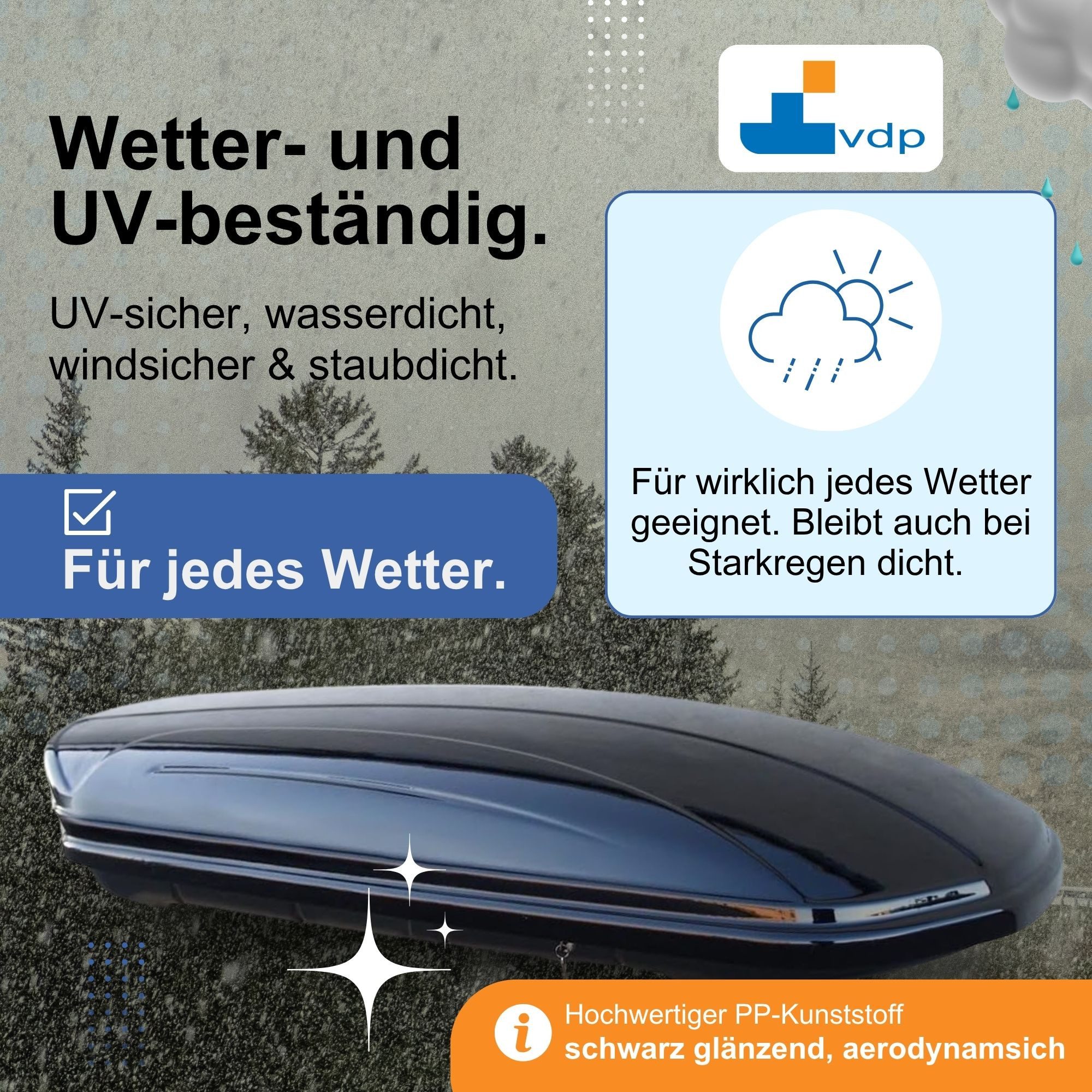 VDP Dachbox, (Passend für Volvo V50 (5Türer) 2004-2012)