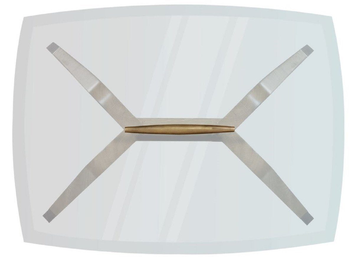 Tragegriff / - Braun und Tisch 60 Beistelltisch Luxus - Glasplatte Beistelltisch / Messingfarben 53 H. Padrino - Naturfarben cm Luxus x Moderner Casa Möbel 40 mit x Kollektion
