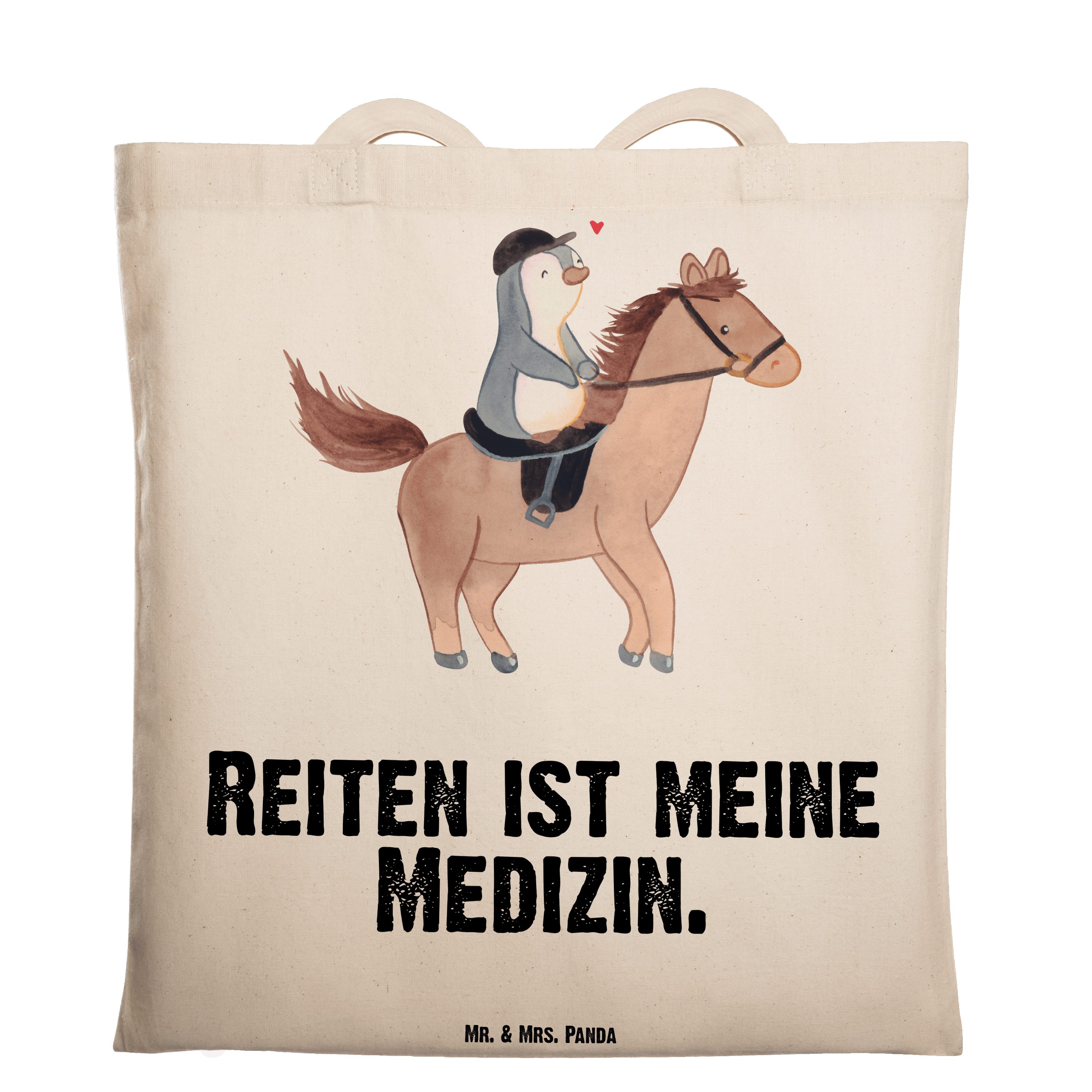 Mr. & Mrs. Panda Tragetasche Pferd Reiten Medizin - Transparent - Geschenk, Sportler, Reiter Thera (1-tlg)