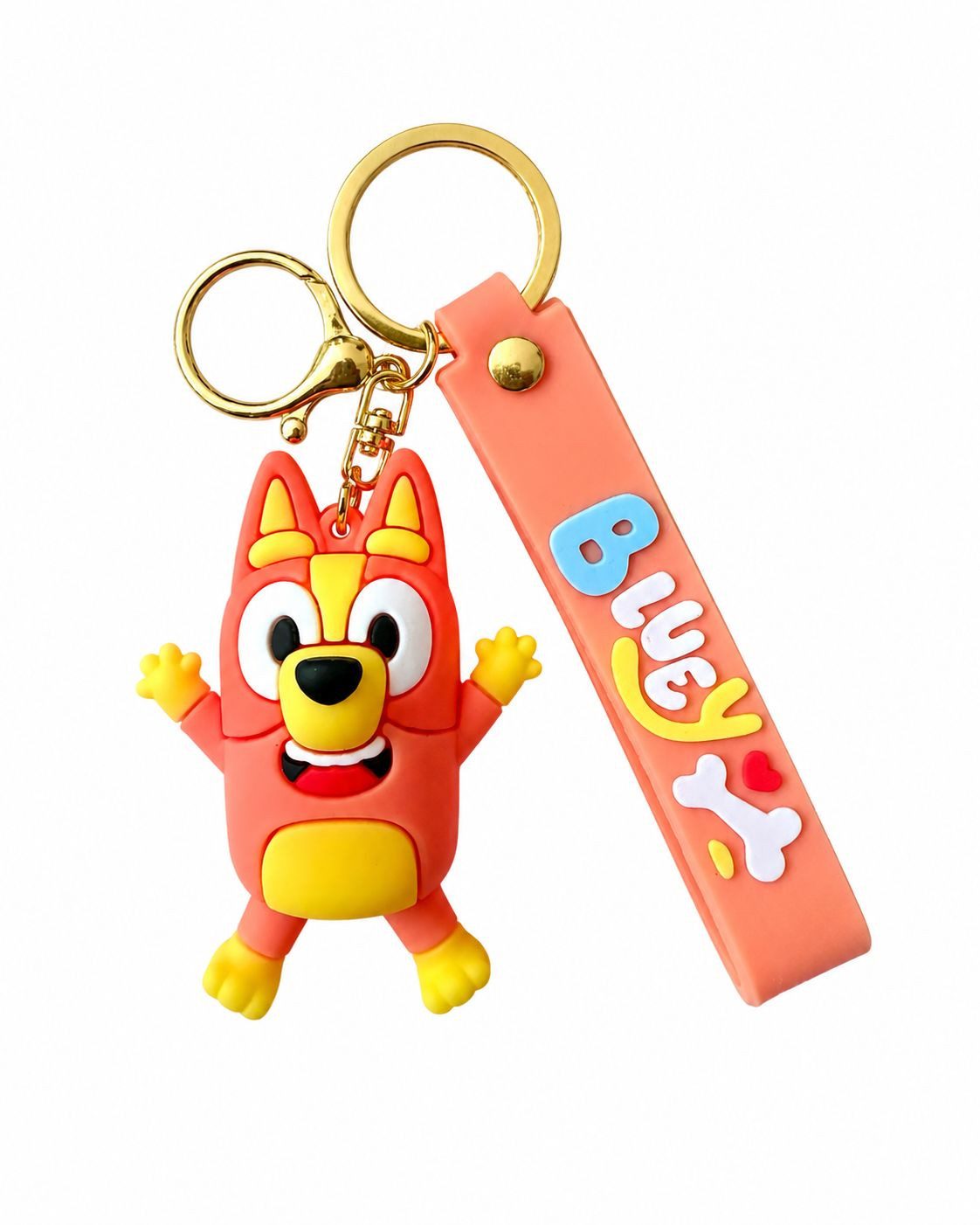 soma Schlüsselanhänger Bluey Bingo Heeler 3D Schlüsselanhänger 6,5cm Sammelfigur,1 Stück (Set, 1-tlg., Geschenk-Set), Silikonanhänger mit Metallring für Rucksack, Tasche & Schule