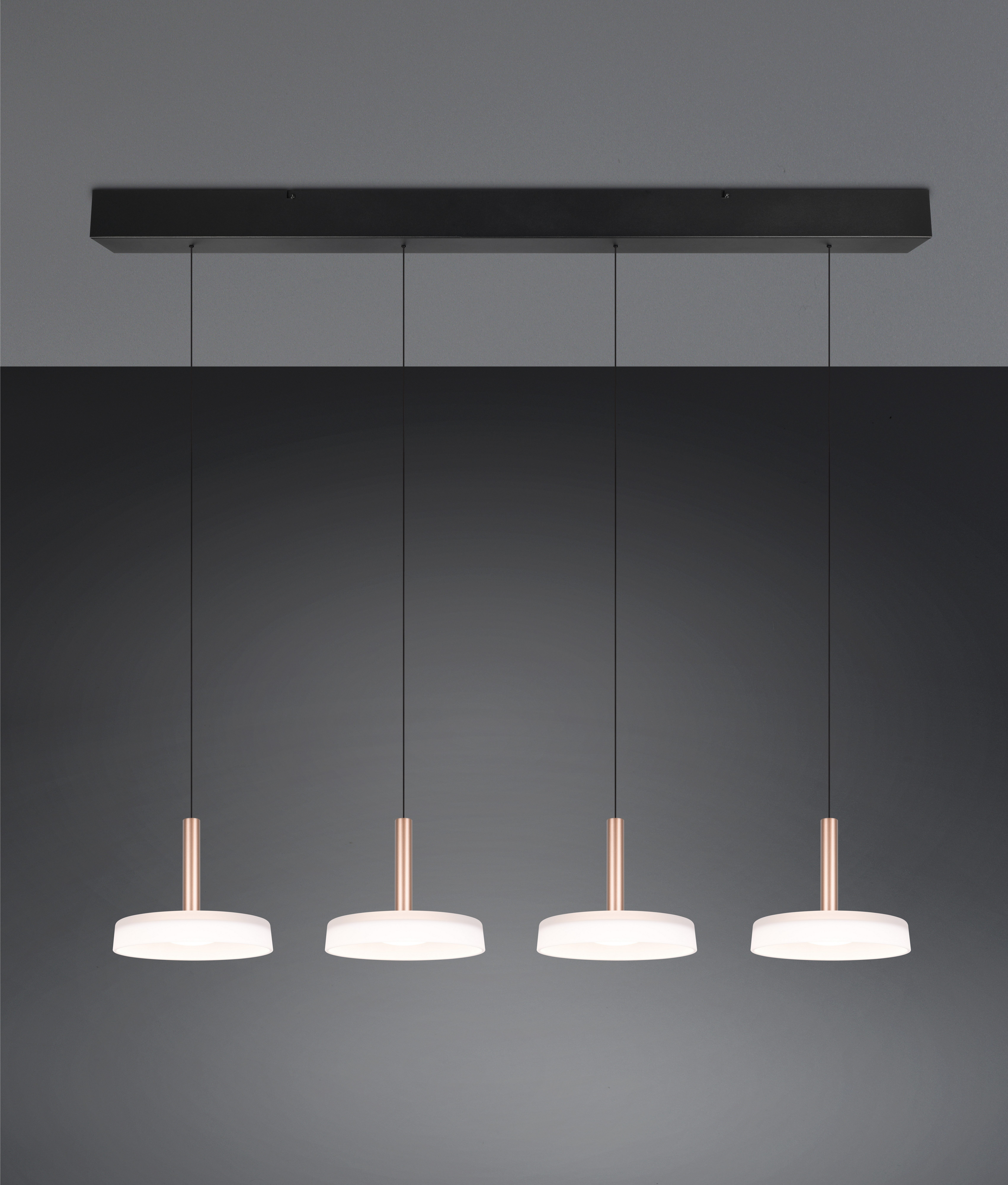 TRIO Leuchten LED Pendelleuchte CELESTE dimmbare LED Hängelampe aus Metall und Glas, 7,5W, 750 Lumen, Dimmfunktion, LED fest integriert, Warmweiß, 4-flammig einfach höhenverstellbar von 50-200 cm 3-Stufen Dimmfunktion