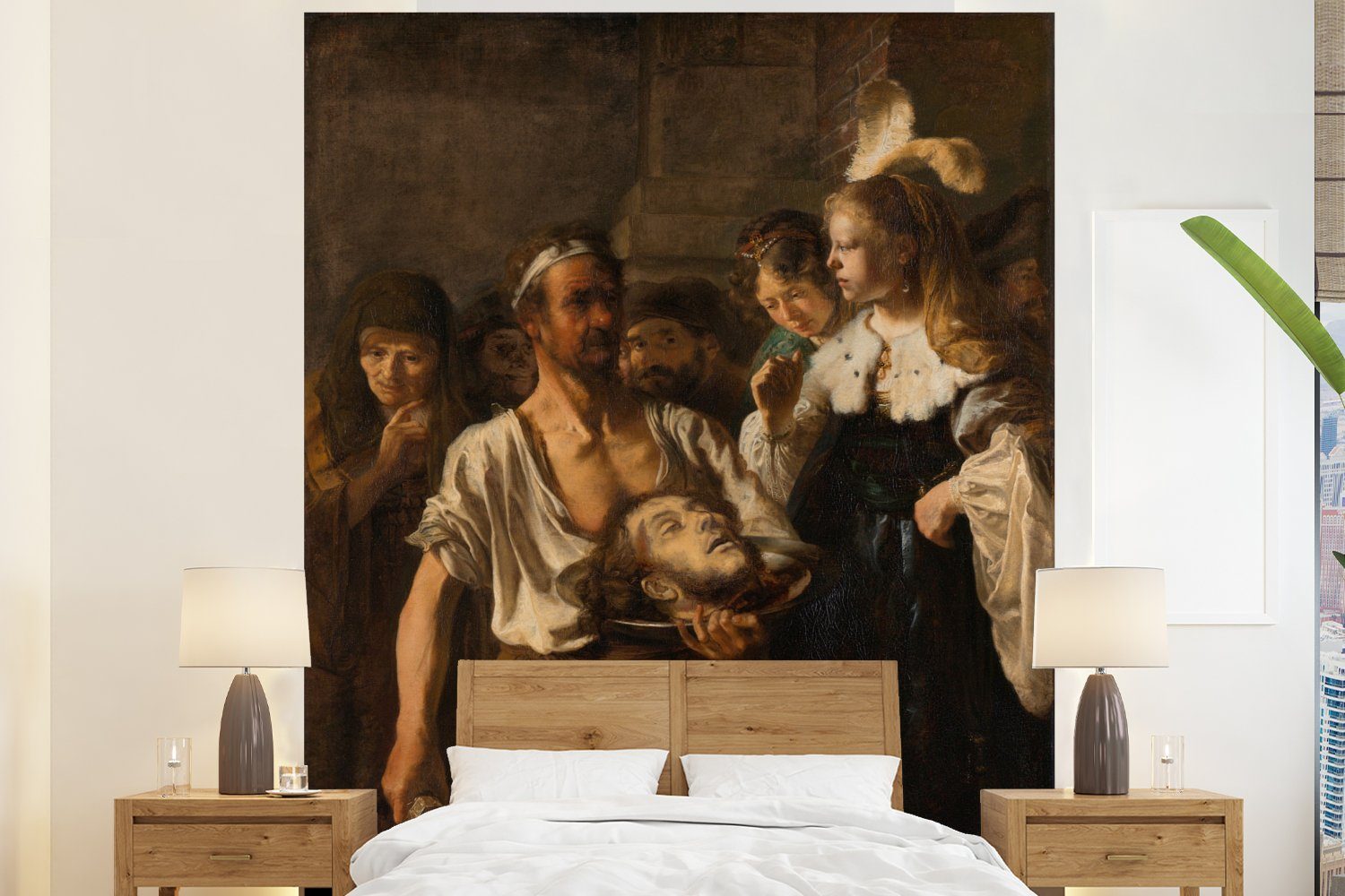MuchoWow Fototapete Salome empfängt das Haupt von Johannes dem Täufer - Rembrandt van Rijn, Matt, bedruckt, (3 St), Vliestapete für Wohnzimmer Schlafzimmer Küche, Fototapete