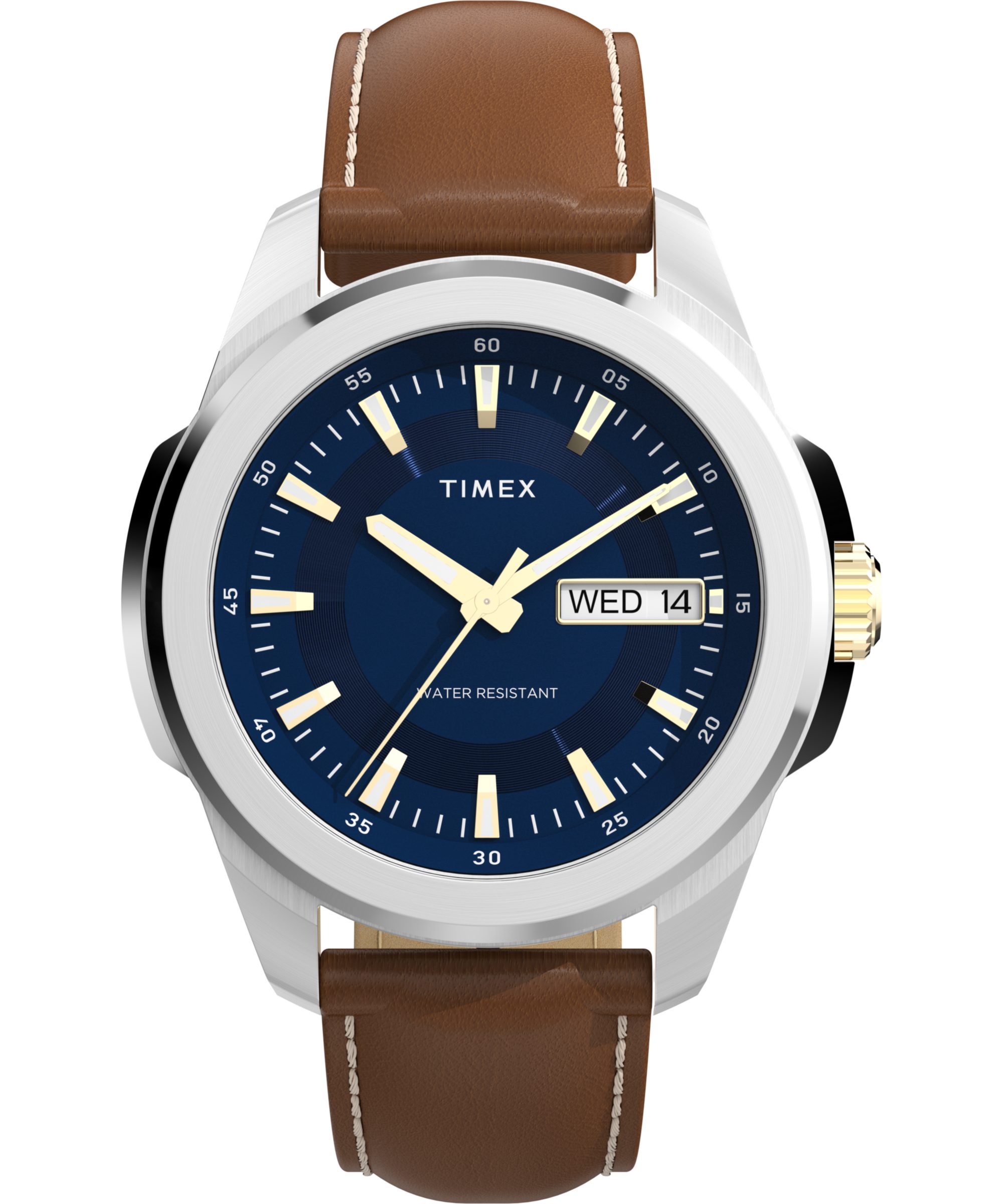 Timex Quarzuhr ESSEX TW2Y38100AJ, Armbanduhr, Damenuhr, Lederarmband, Datum, Leuchtzeiger