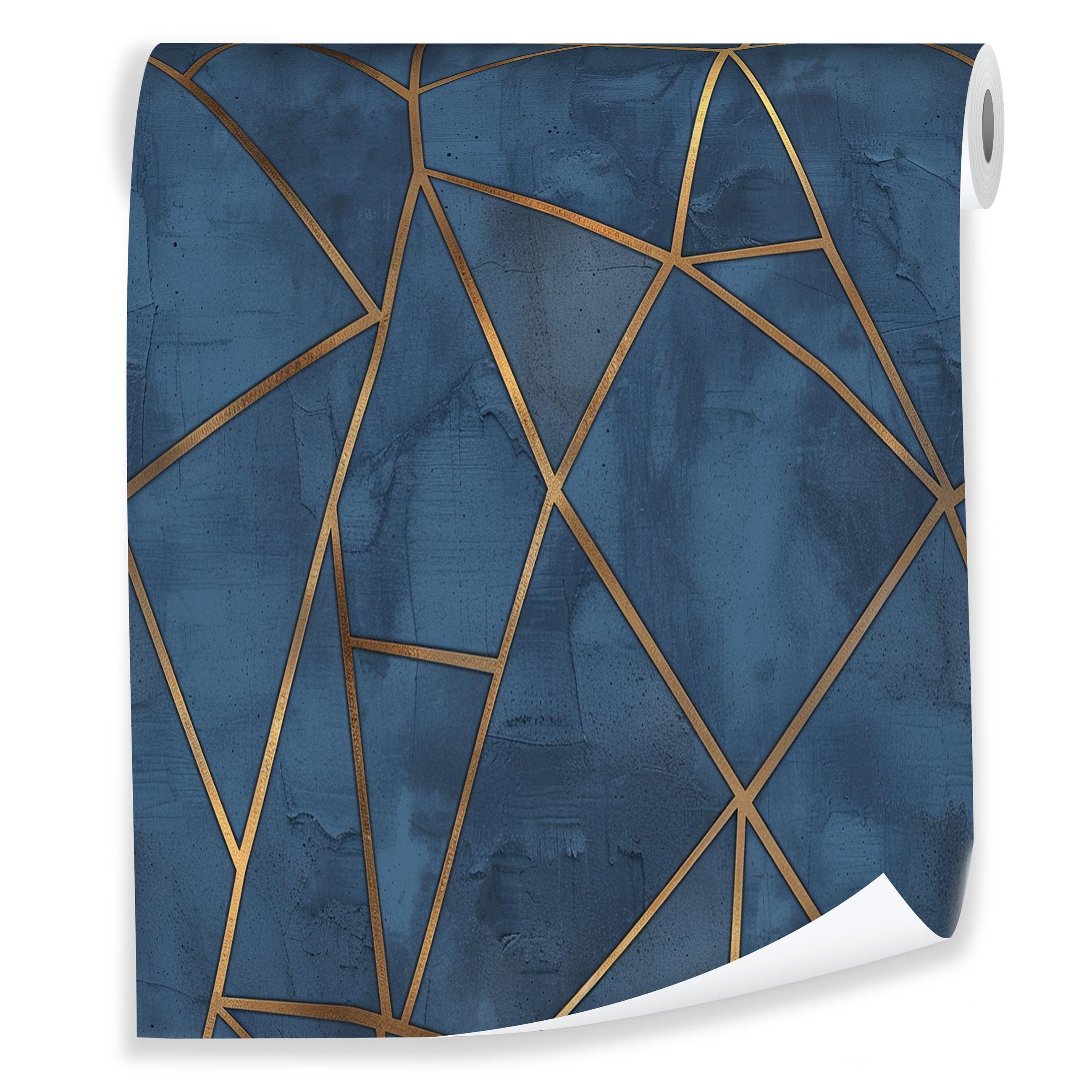 Wallarena Vliestapete Abstrakt Geometrie Gold Wohnzimmer Schlafzimmer Tapete 3D Effekt, Glatt Matt Vlies Waschbar, Tapete inklusive Kleister Vliestapete Motivtapete