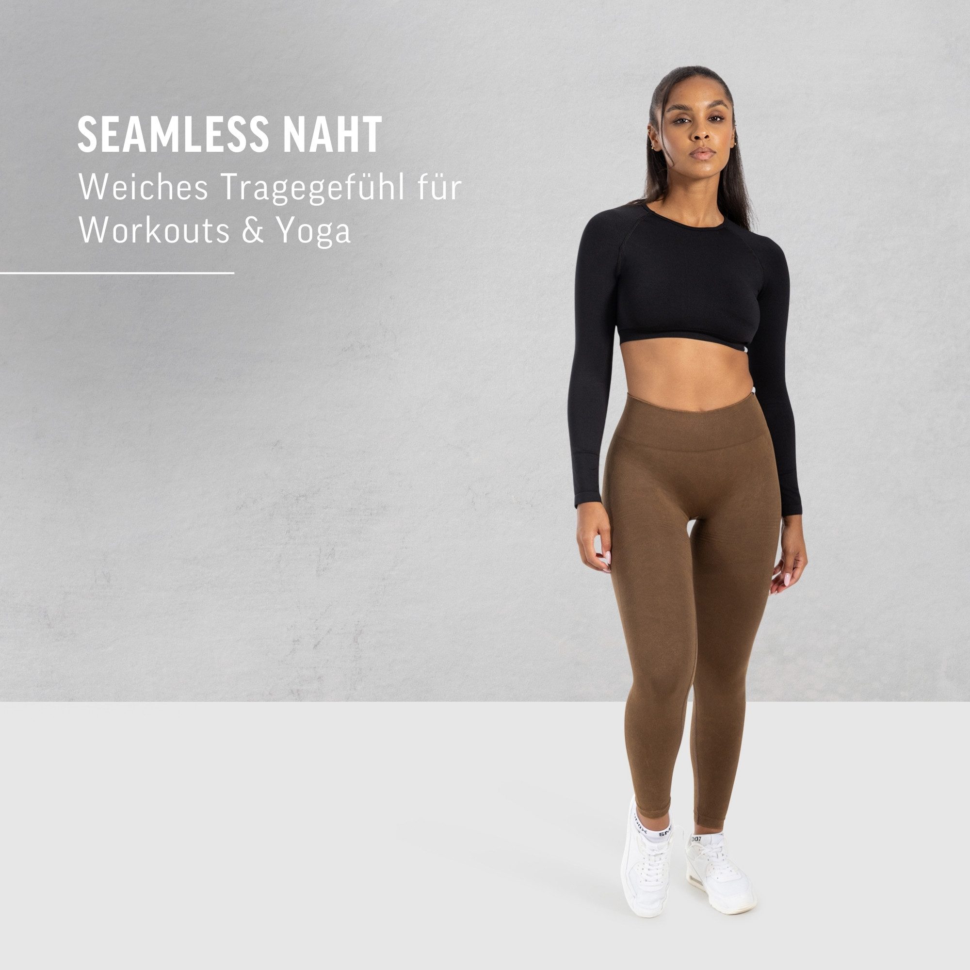Smilodox Leggings Yune, Scrunch & Batik Optik mit Seamless Naht und Kontur, Fitness Hose elastisch, Blickdicht, komfortabel & stylisch, Gym Yoga Pilates