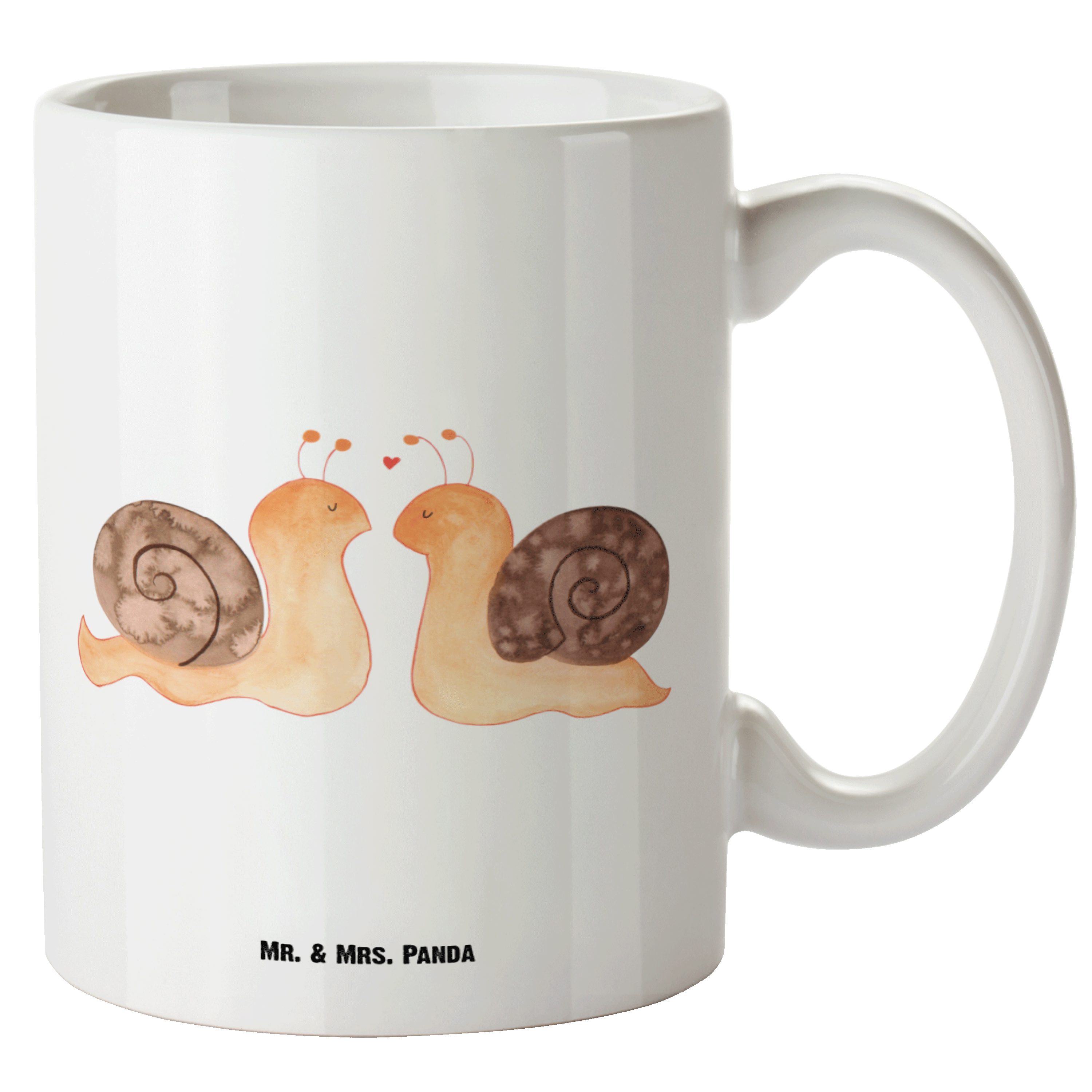 Mr. & Mrs. Panda Tasse Schnecken Liebe - Weiß - Geschenk, Partner, spülmaschinenfest, verlie, XL Tasse Keramik