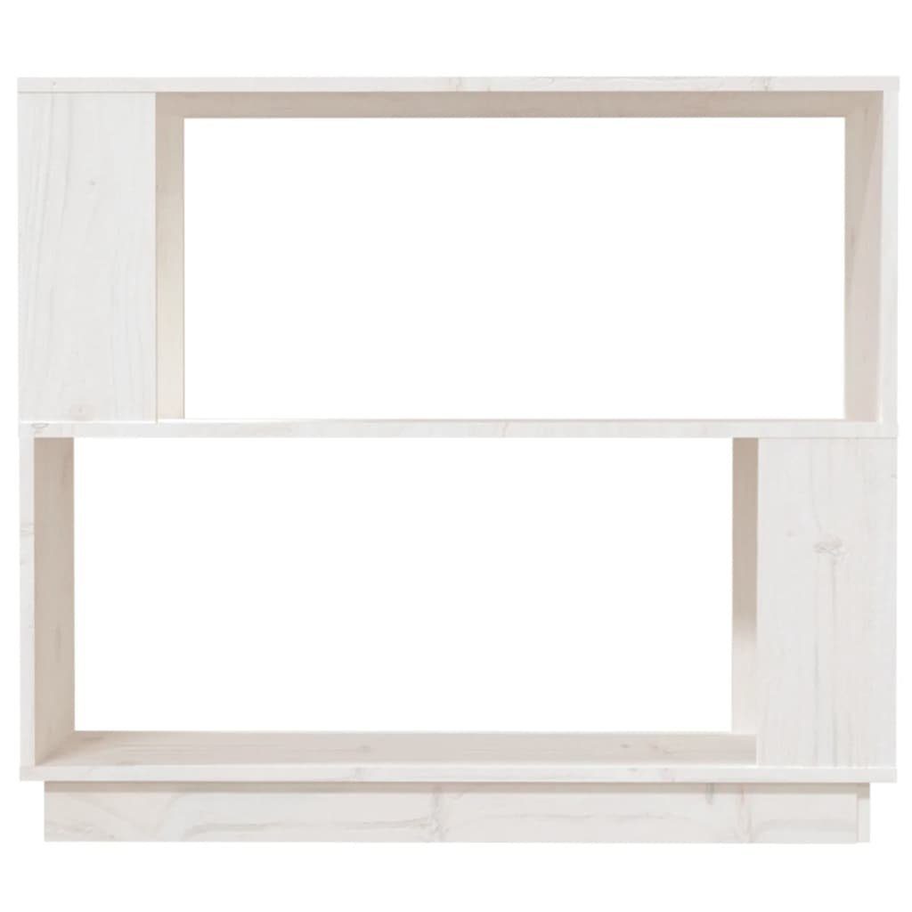 furnicato Bücherregal Vielseitiger Bücherschrank aus Massivholz Weiß 80 x 25 x 70 cm, 1-tlg., Offenes Regal als Raumteiler mit Stauraum für Bücher und Multimedi – Bild 4 von 5