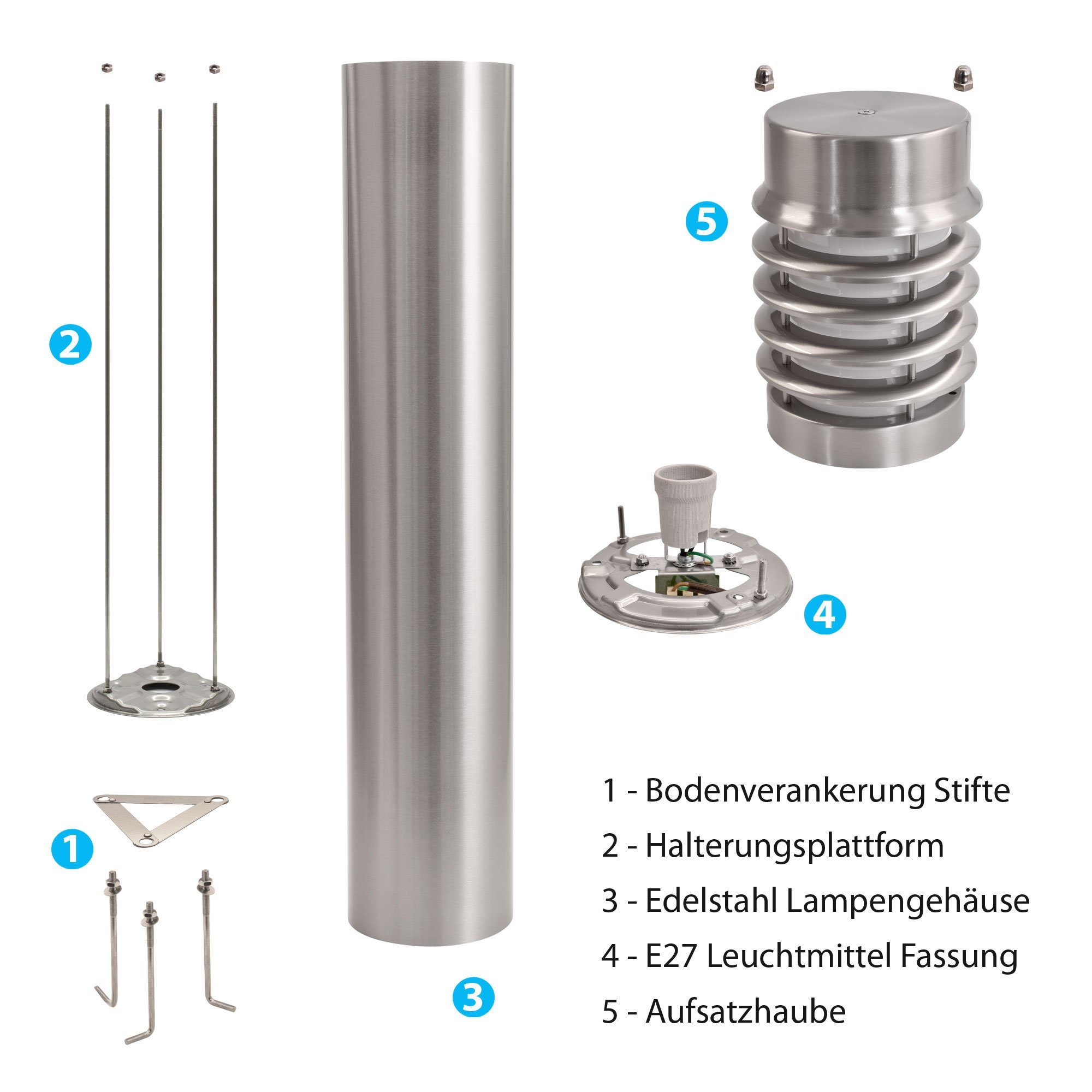 256-1000 Außen-Stehlampe Standleuchte, Wegeleuchte, E27, Wegleuchte, Maxkomfort ohne Gerda, IP44 Standlampe, Leuchtmittel, Pollerleuchte, Außenlampe, Pfostenleuchte, Außenleuchte,