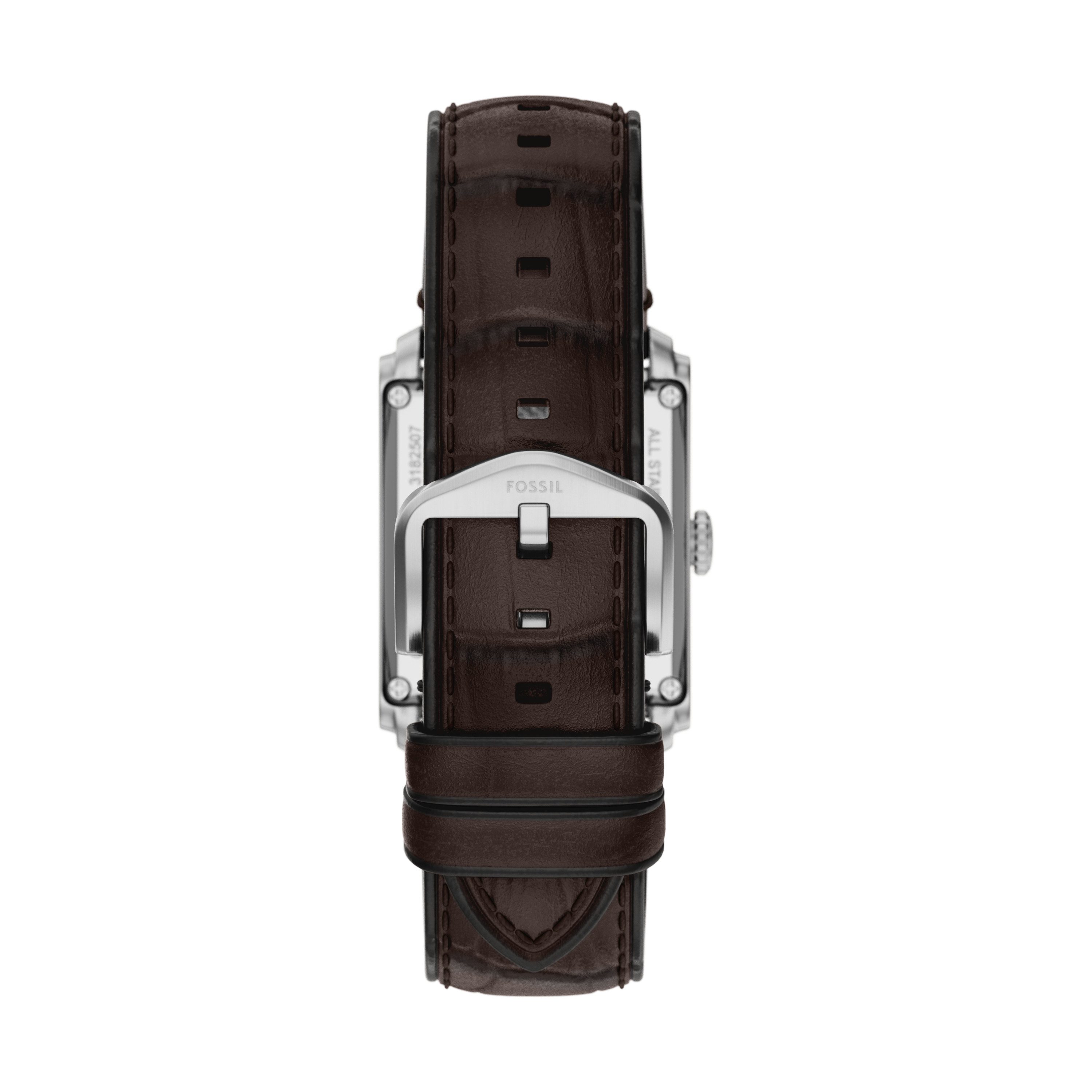 Fossil Automatikuhr Carraway ME3272, Armbanduhr, Herrenuhr, Mechanische Uhr, Lederarmband, analog