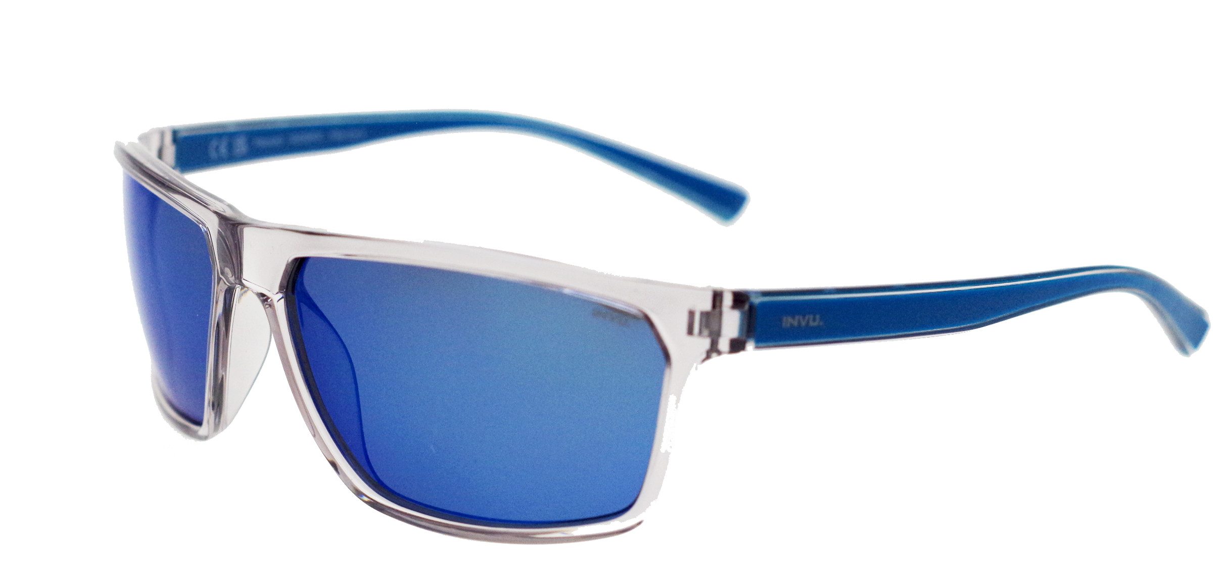 INVU Sonnenbrille Sportbrille transparent-grau, Spiegel blau