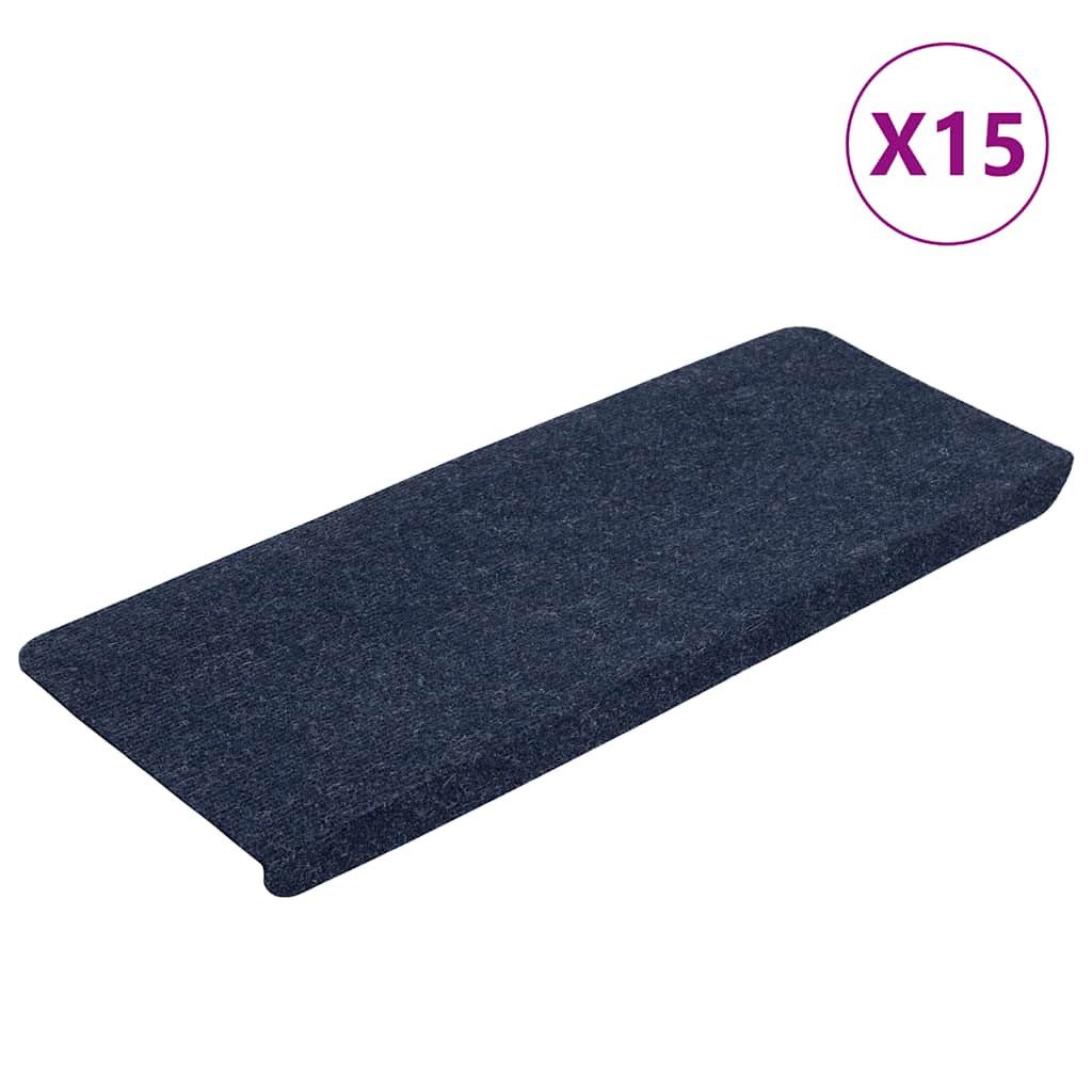 vidaXL Stufenmatte Stufenmatten Selbstklebend 15 Stk. 65x24,5x3,5 cm Blau, Rechteckig, Höhe: 3.5 mm