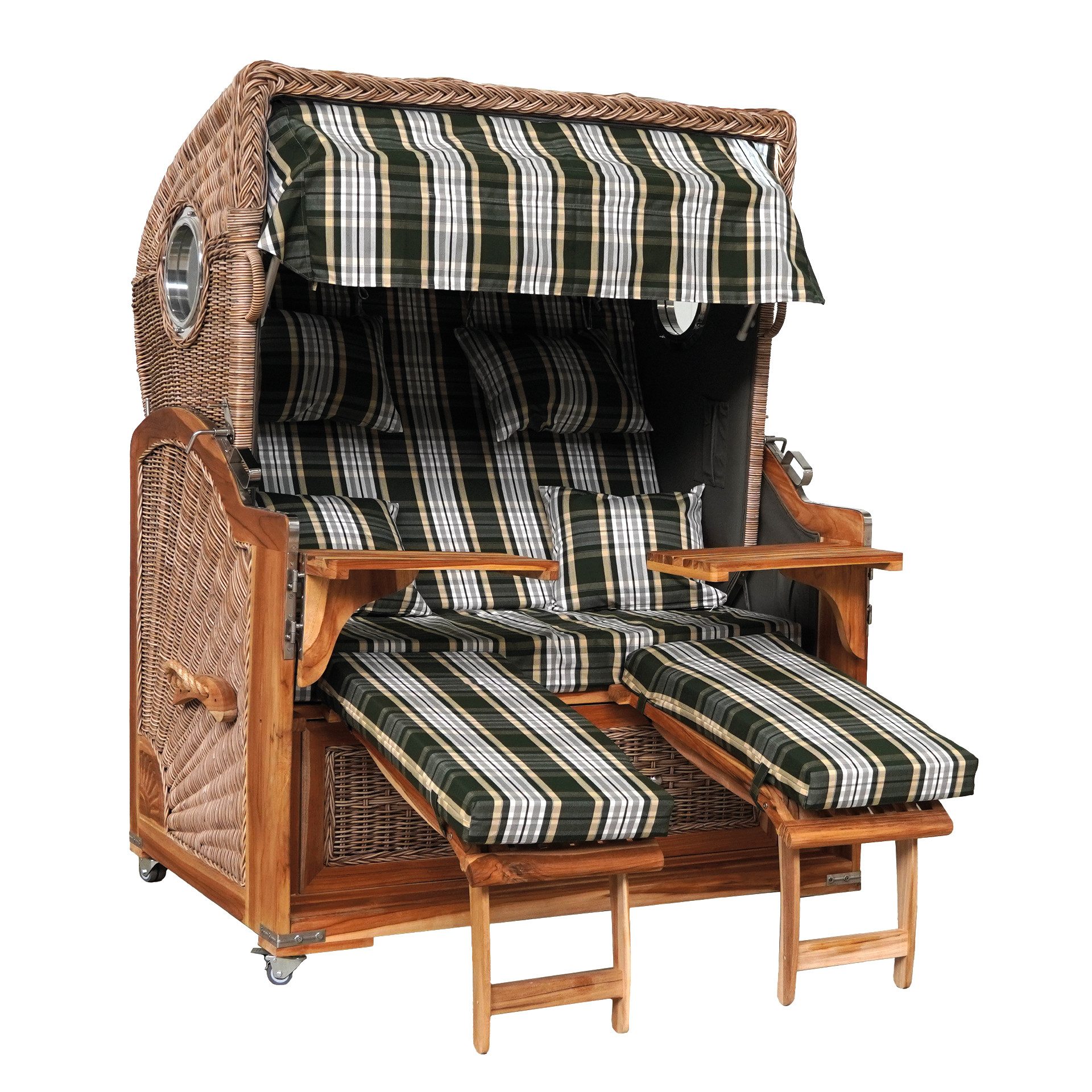 WebaVita Strandkorb Webavita Strandkorb Bali Teak Grün, BxTxH: 136x95x160 cm, Strandkorb