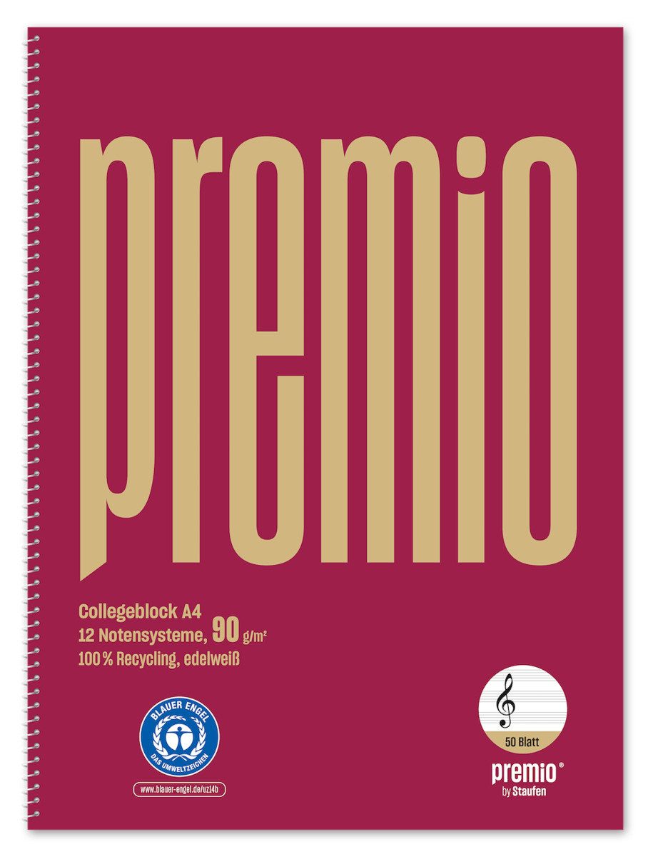 Staufen Collegeblock Staufen Collegeblock premio Lineatur 15 Notenlineatur 50 Blatt 90g/m²