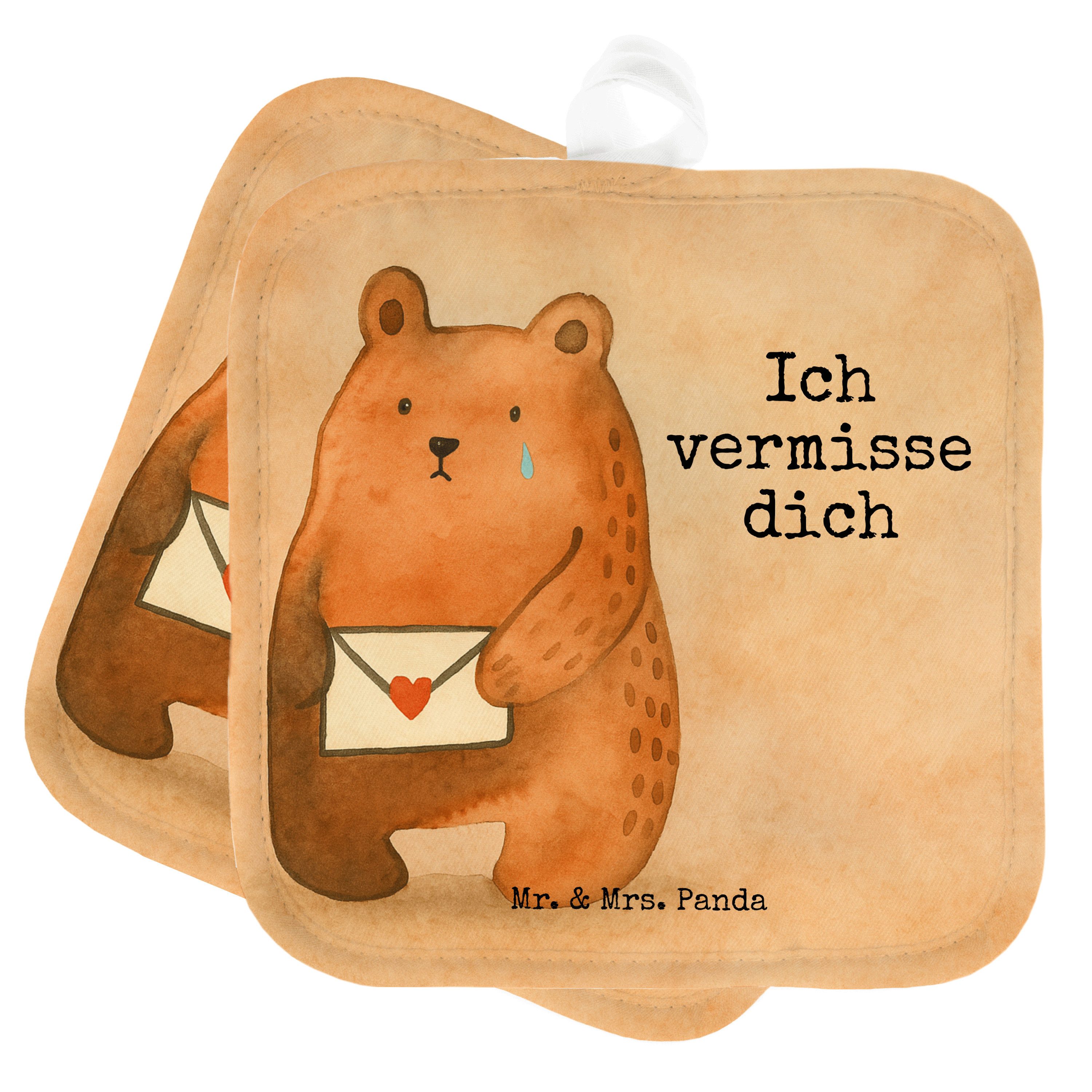 Mr. & Mrs. Panda Topflappen Bär Vermissen Design, Topfuntersetzer, Weiß, Unglücklich Verliebt, to, (Packung), topfhalter Kochlappen Geschenk