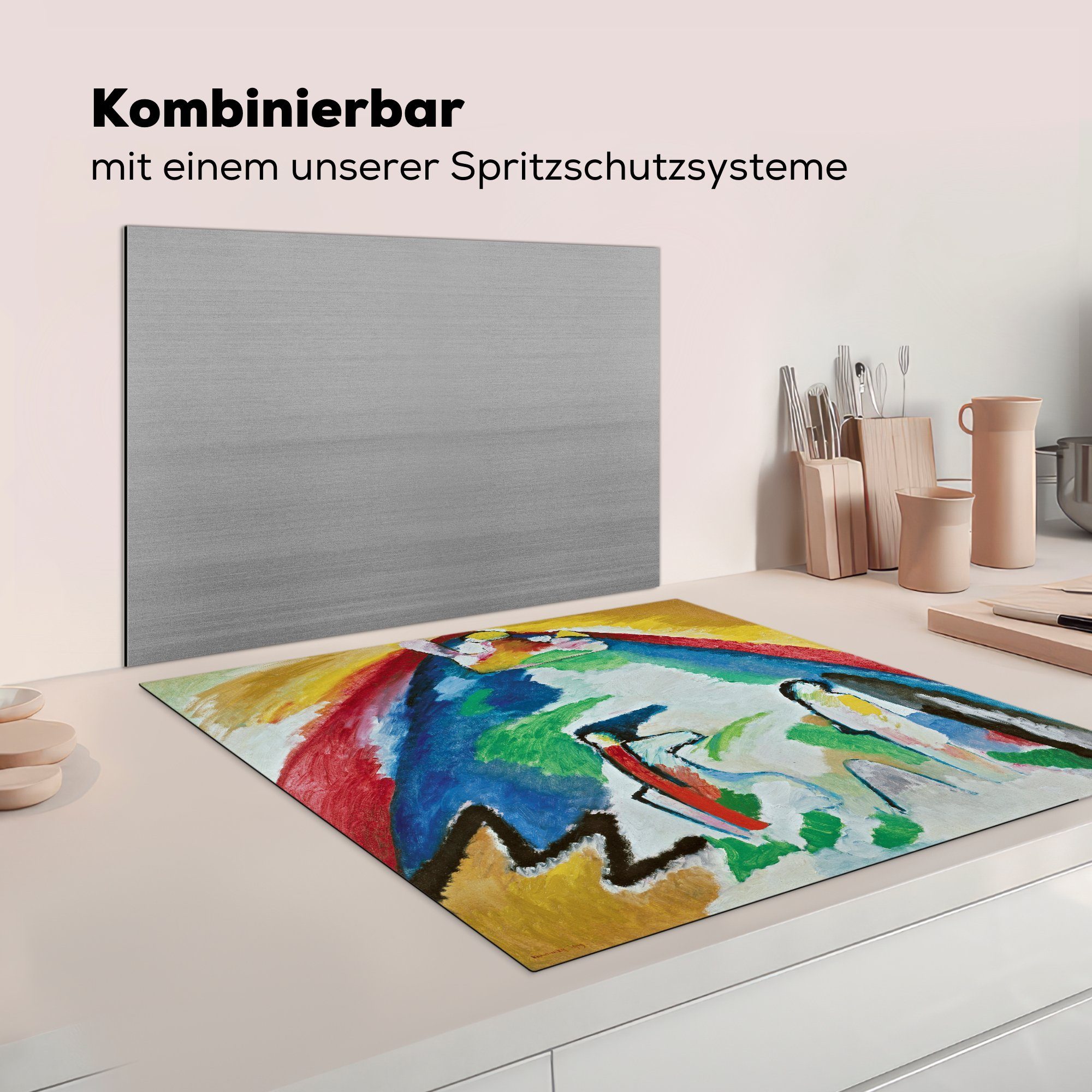 78x78 Ceranfeldabdeckung, küche Arbeitsplatte Herdblende-/Abdeckplatte Kandinsky, - cm, (1 Vinyl, MuchoWow Berg für tlg),