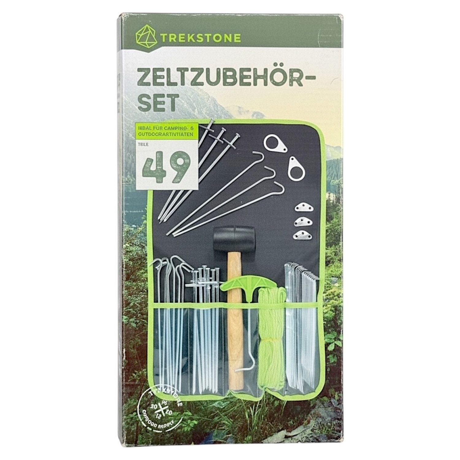 Kremer Zelthering Trekstone ZELT ZUBEHÖR-SET 49 Teile für Camping Erdnagel Zeltanker, (Set, 49-St)