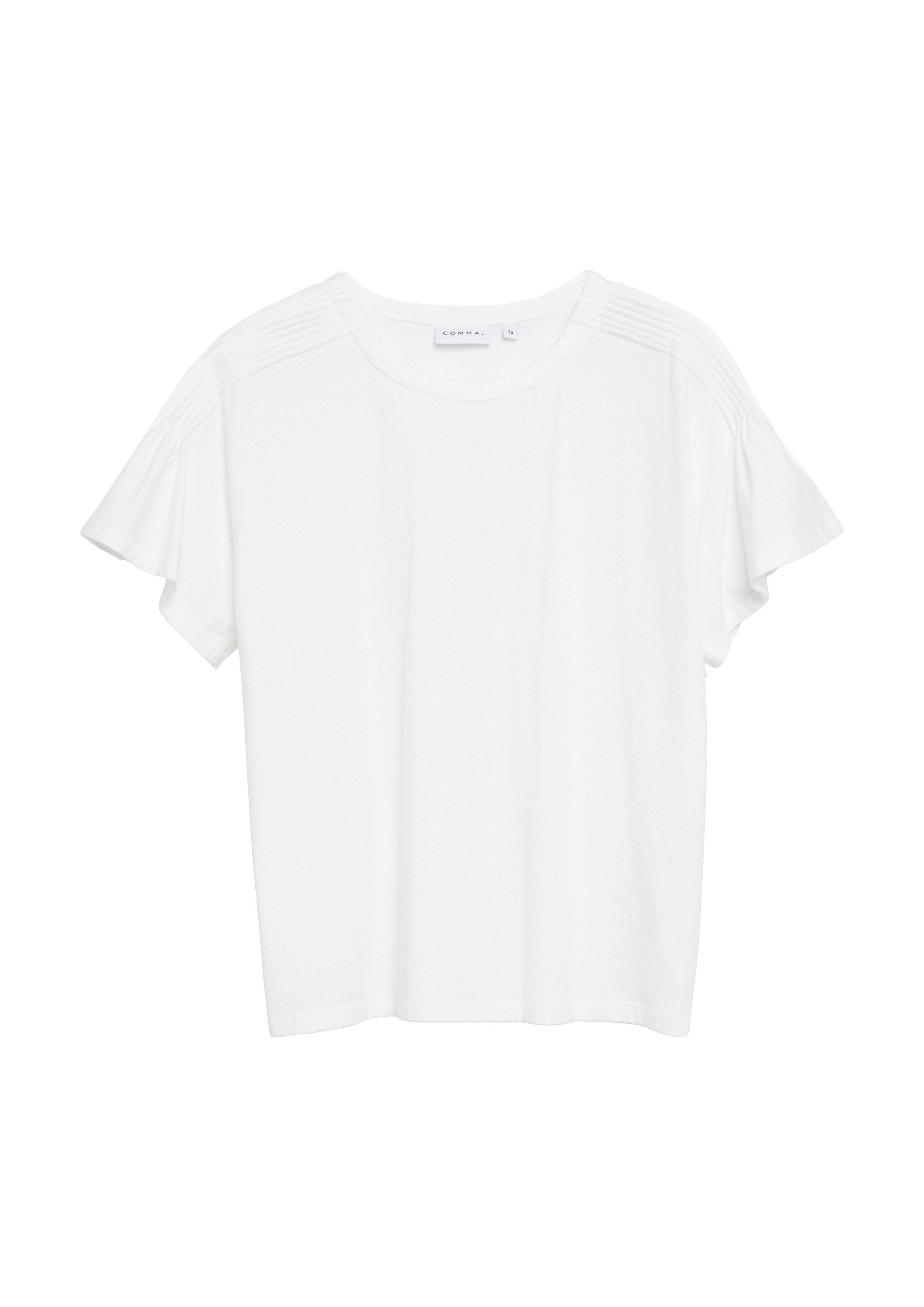 comma Kurzarmshirt T-Shirt Leichtes T-Shirt aus Viskosestretch mit Ärmel-Details