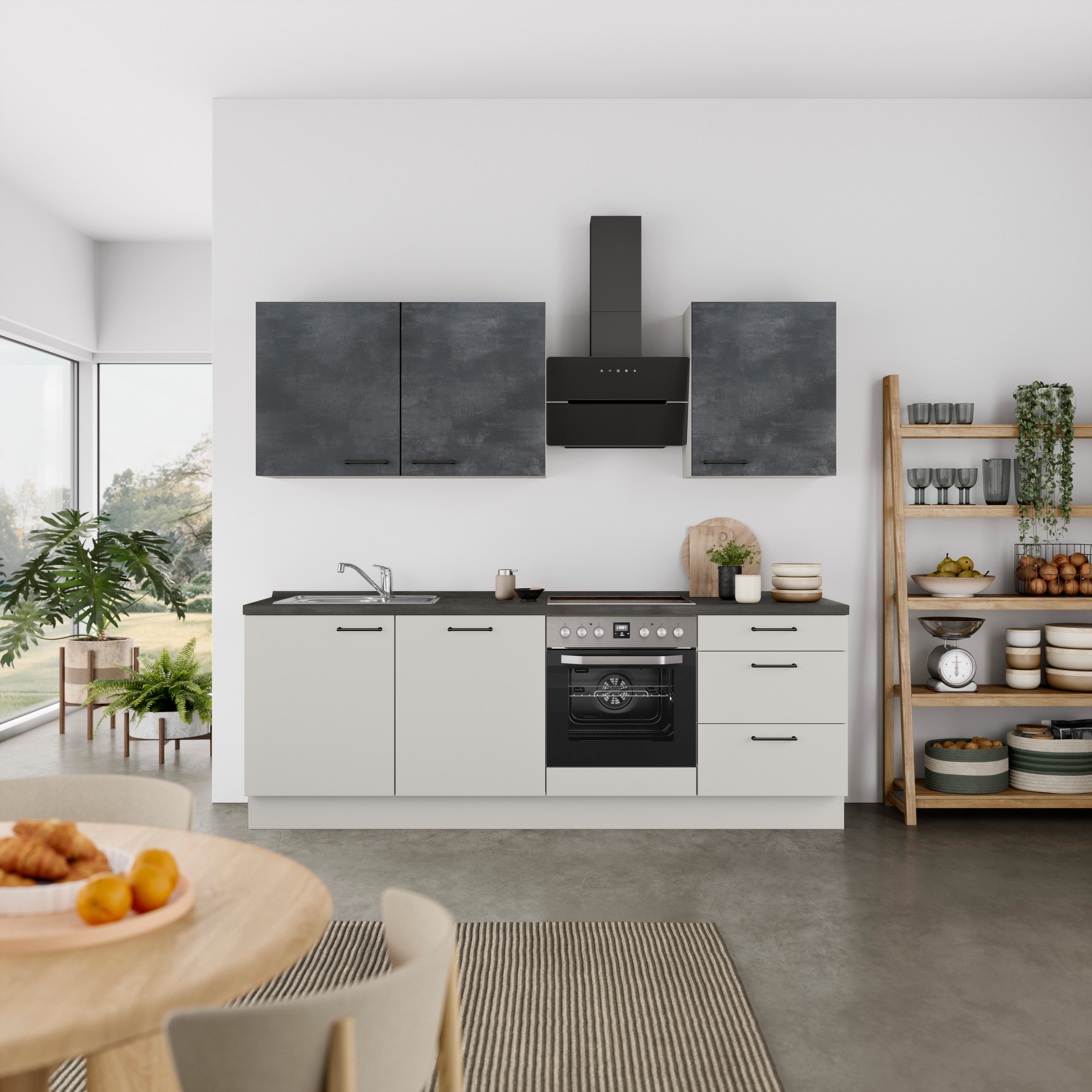 nobilia® Küchenzeile "MIAMI", NEU: individuell anpassbar mit gratis Profi-Beratung, vormontiert, Breite 240 cm, Ausrichtung wählbar, wahlw. mit E-Geräten
