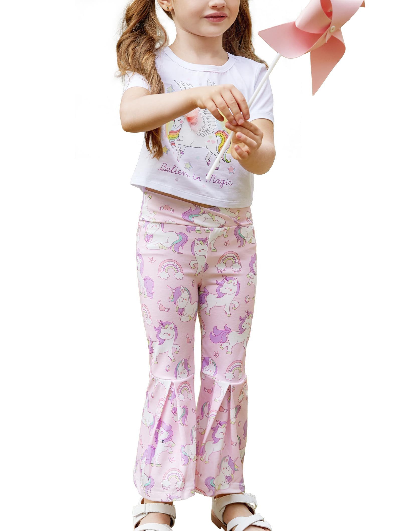 YI Kinderanzug Regenbogen Pony Mädchen Kleidung Sets Sommer,T-Shirt&Hosen-Outfits