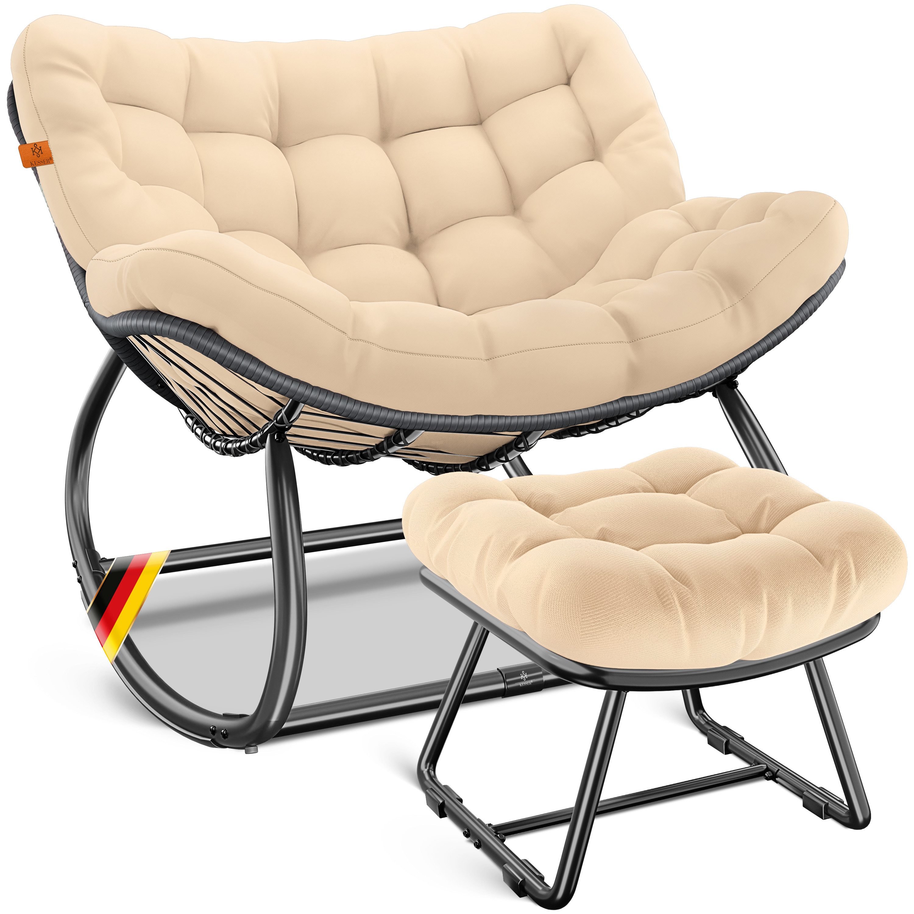 KESSER Schaukelstuhl Schaukelsessel Chillexer Pro mit Fußstütze für drinnen günstig online kaufen