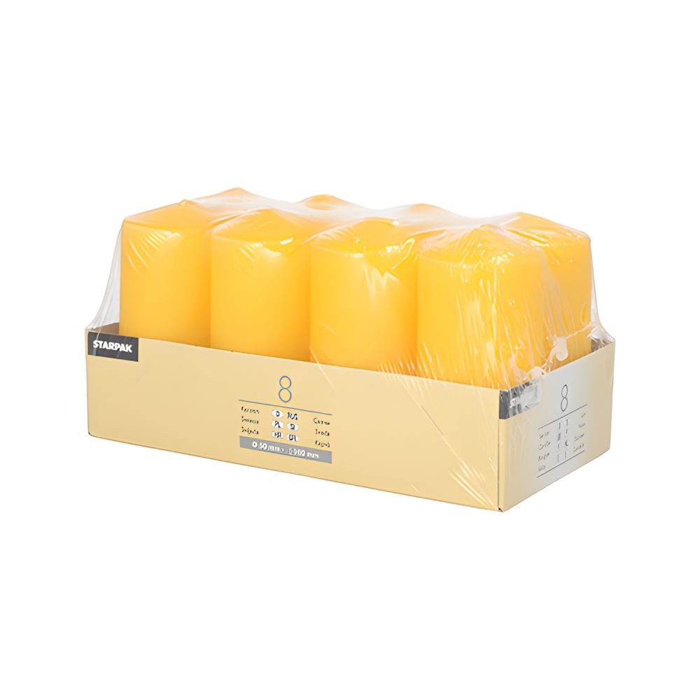 PAPSTAR Stumpenkerze Stumpenkerzen Ø 50 mm, 100 mm goldgelb 8 Stk
