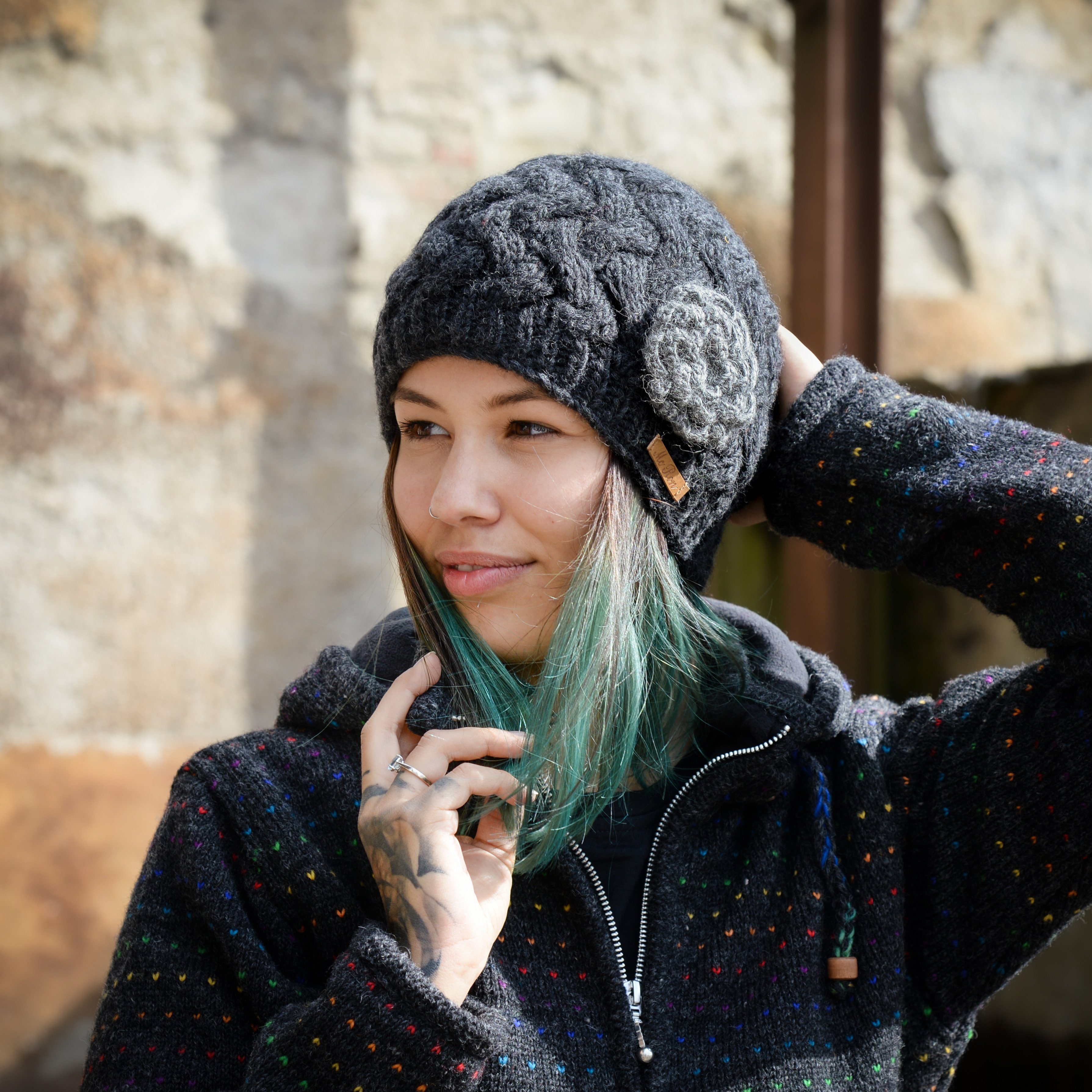 McRon Strickmütze Wollmütze Modell Arielle gefüttert mit Fleece, hoher Schu günstig online kaufen