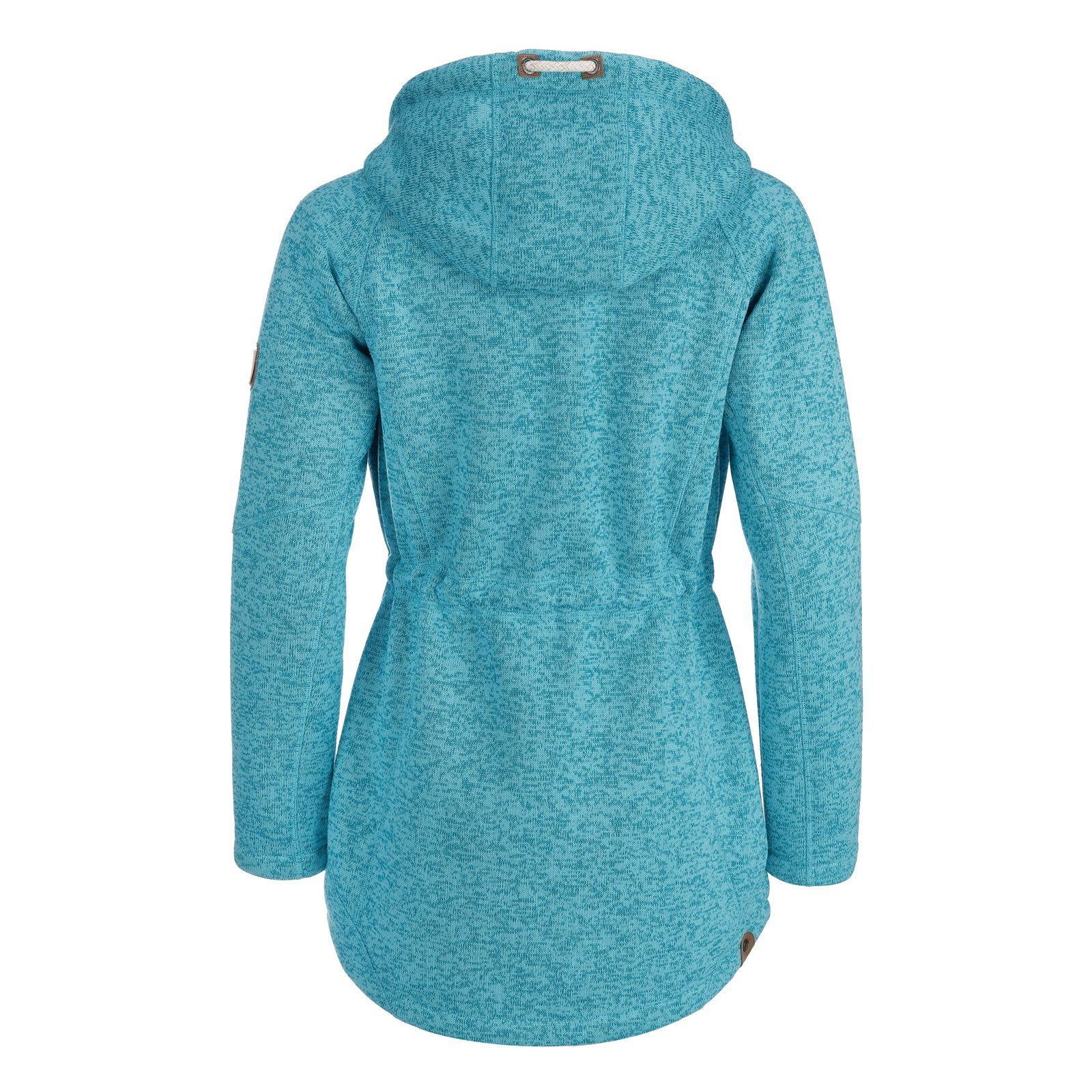 Dry Fashion Wollmantel Fleece-Mantel Wärmende St. blau Kapuze Damen melange capri - Fleecejacke Peter-Ording mit