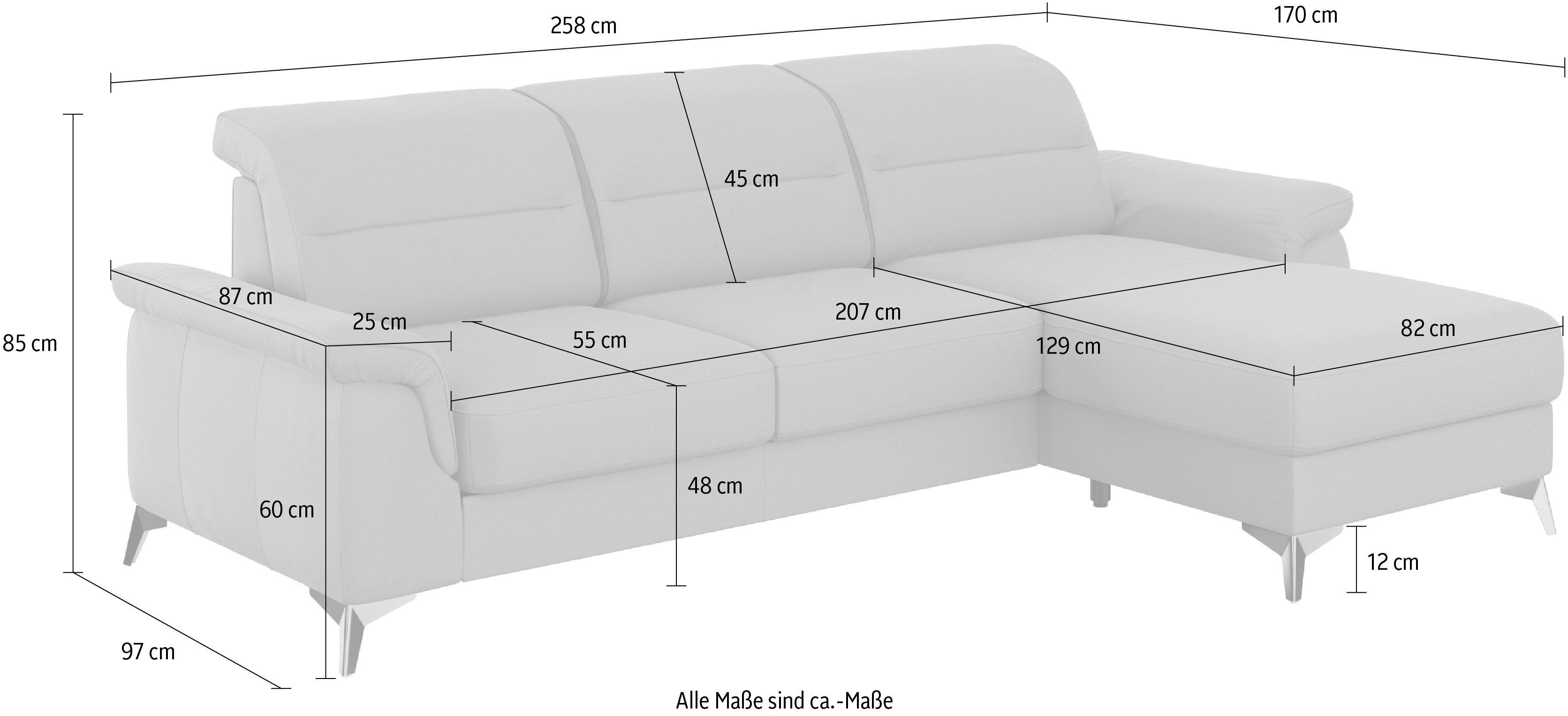 und Ecksofa Armteilfunktion mit sit&more Sinatra, Kopfteilverstellung mit optional Recamiere,