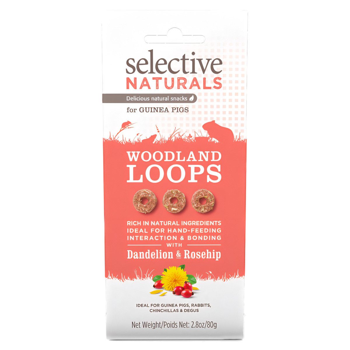 Supreme Science Selective Naturals Woodland Loops Dandelion & Rosehip 80 g, Snack für: Kleintier