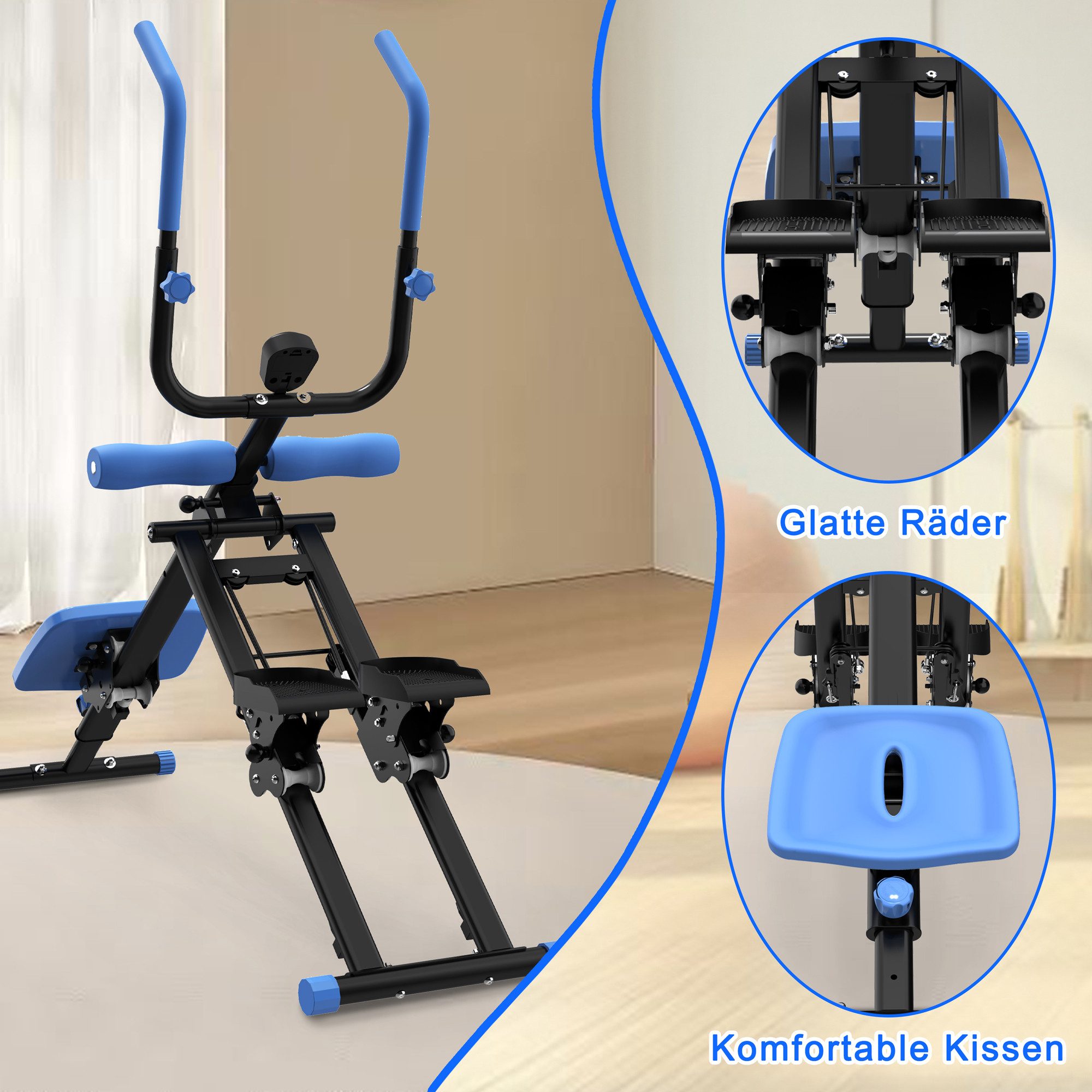 BBG Bauchtrainer 2-in-1 Treppenstepper Bauchtrainer für Zuhause, faltbares Ganzkörper-Trainingsgerät aus Stahl Q235 für Home Gym