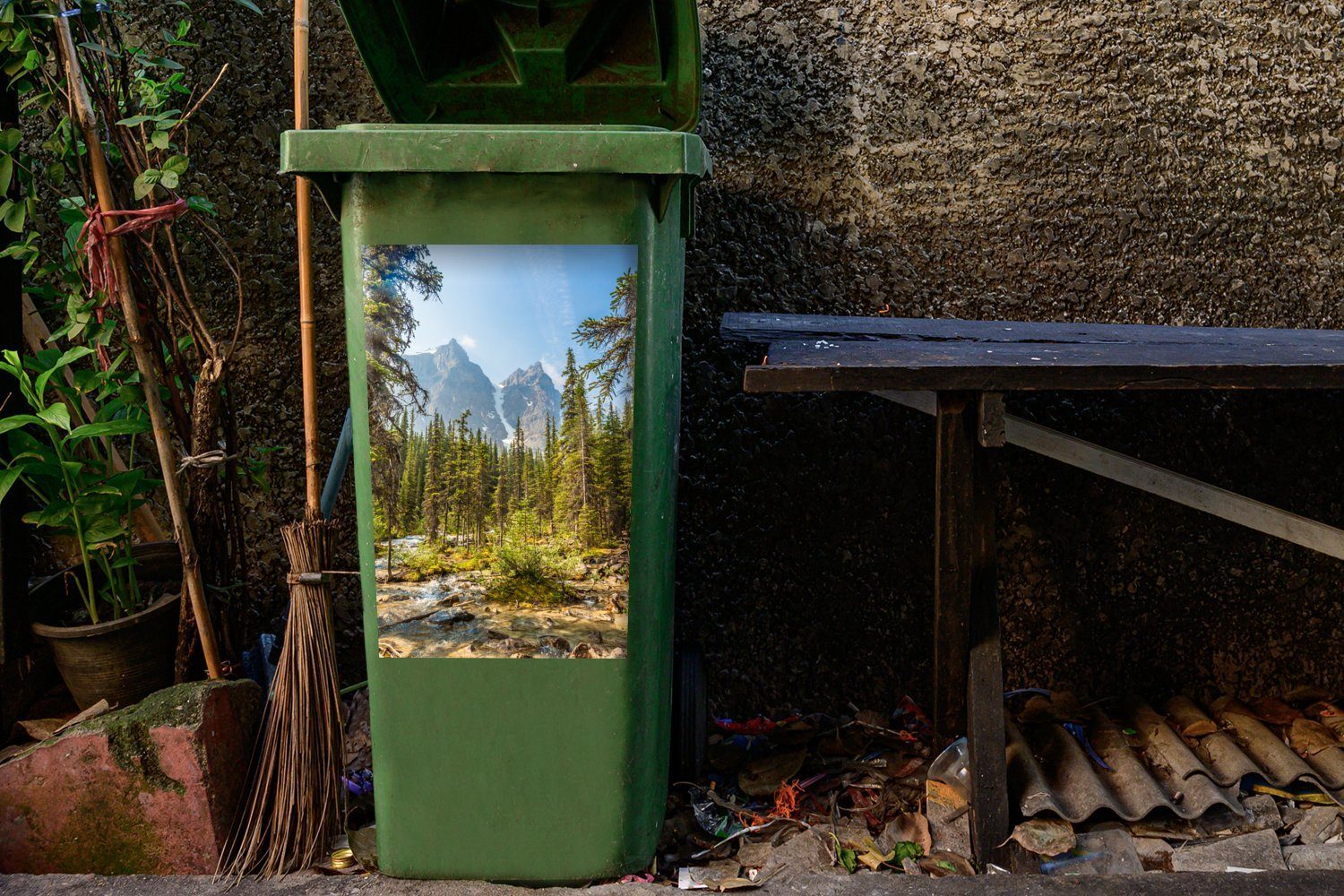 Wald (1 Abfalbehälter Mülltonne, St), Sticker, Mülleimer-aufkleber, Kanada Moraine Nordamerikanischer in Lake Container, MuchoWow Wandsticker am