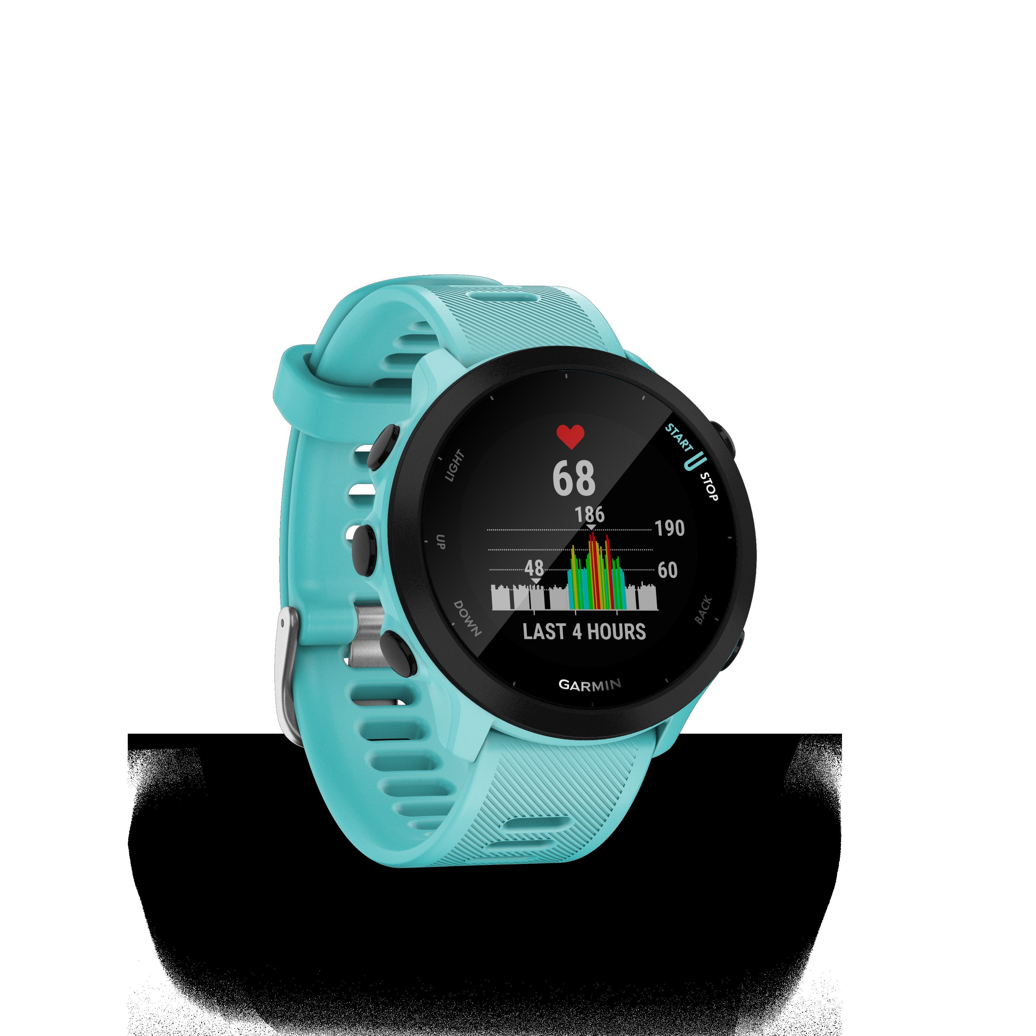 Garmin FORERUNNER 55 Smartwatch | Garmin), Zoll, Multisport- cm/1,04 türkis GPS-Laufuhr (2,64 türkis/schwarz