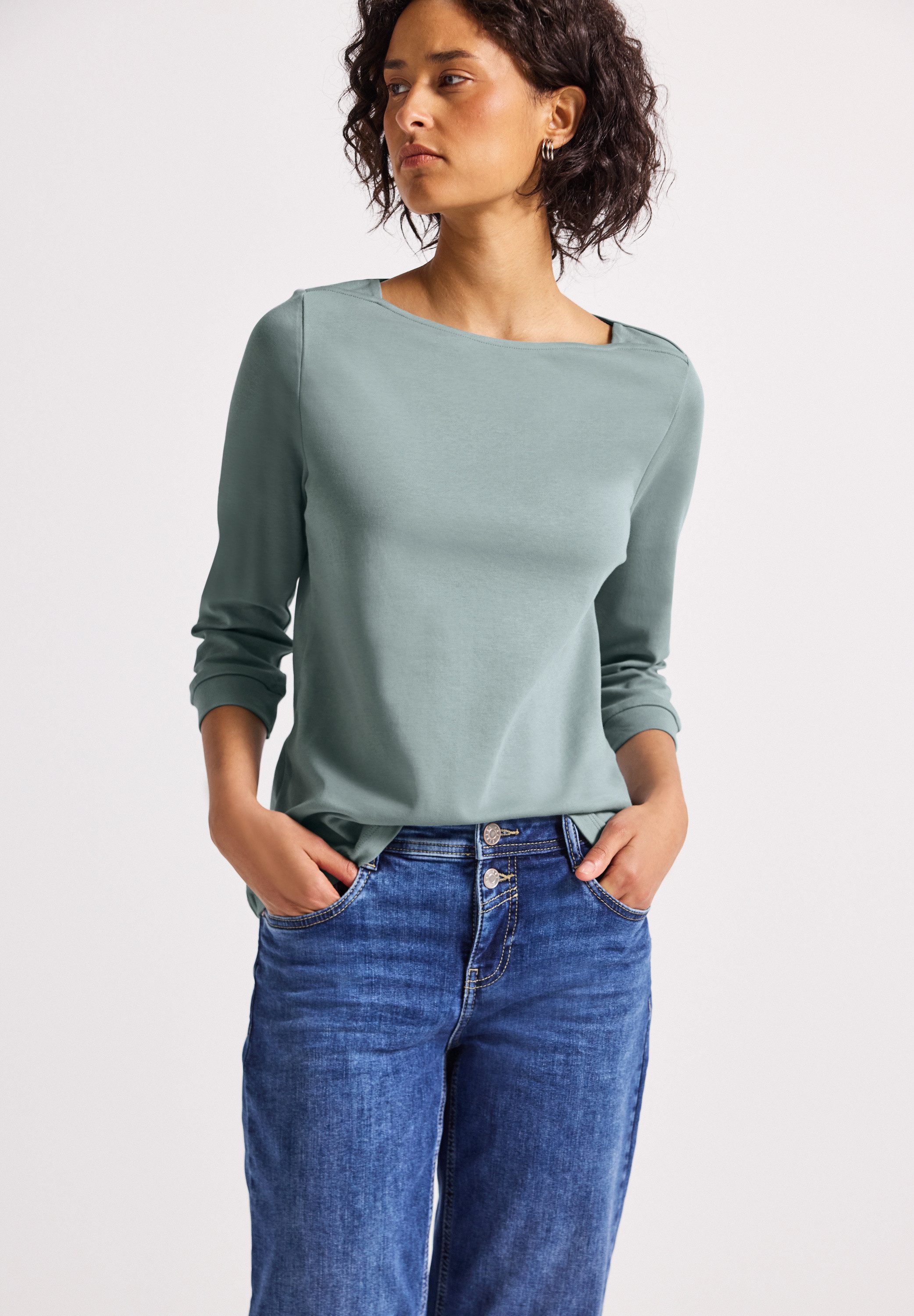 STREET ONE 3/4-Arm-Shirt U-Boot-Ausschnitt und 3/4-Ärmel günstig online kaufen