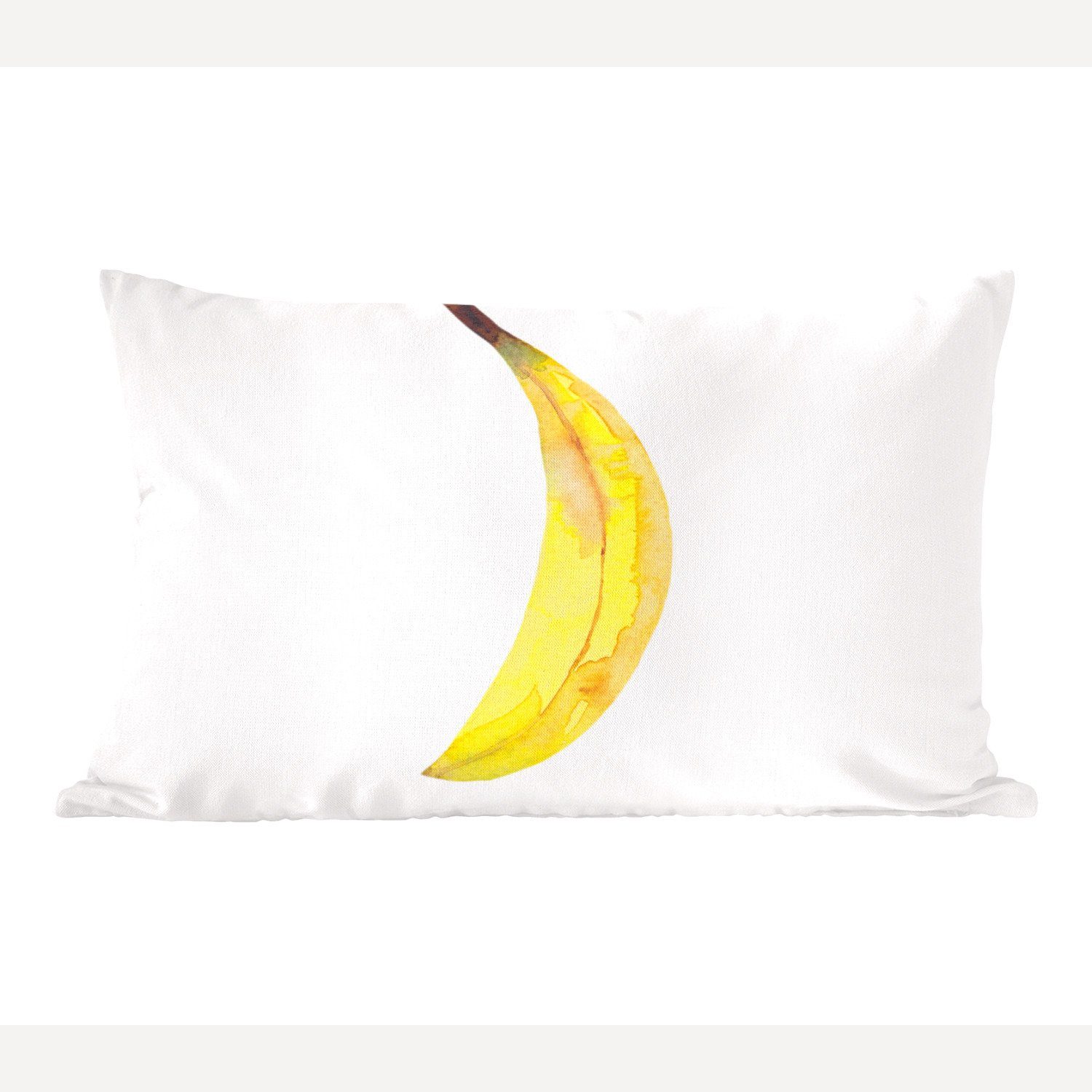 MuchoWow Dekokissen Banane - Aquarell - Weiß, Wohzimmer Dekoration, Zierkissen, Dekokissen mit Füllung, Schlafzimmer