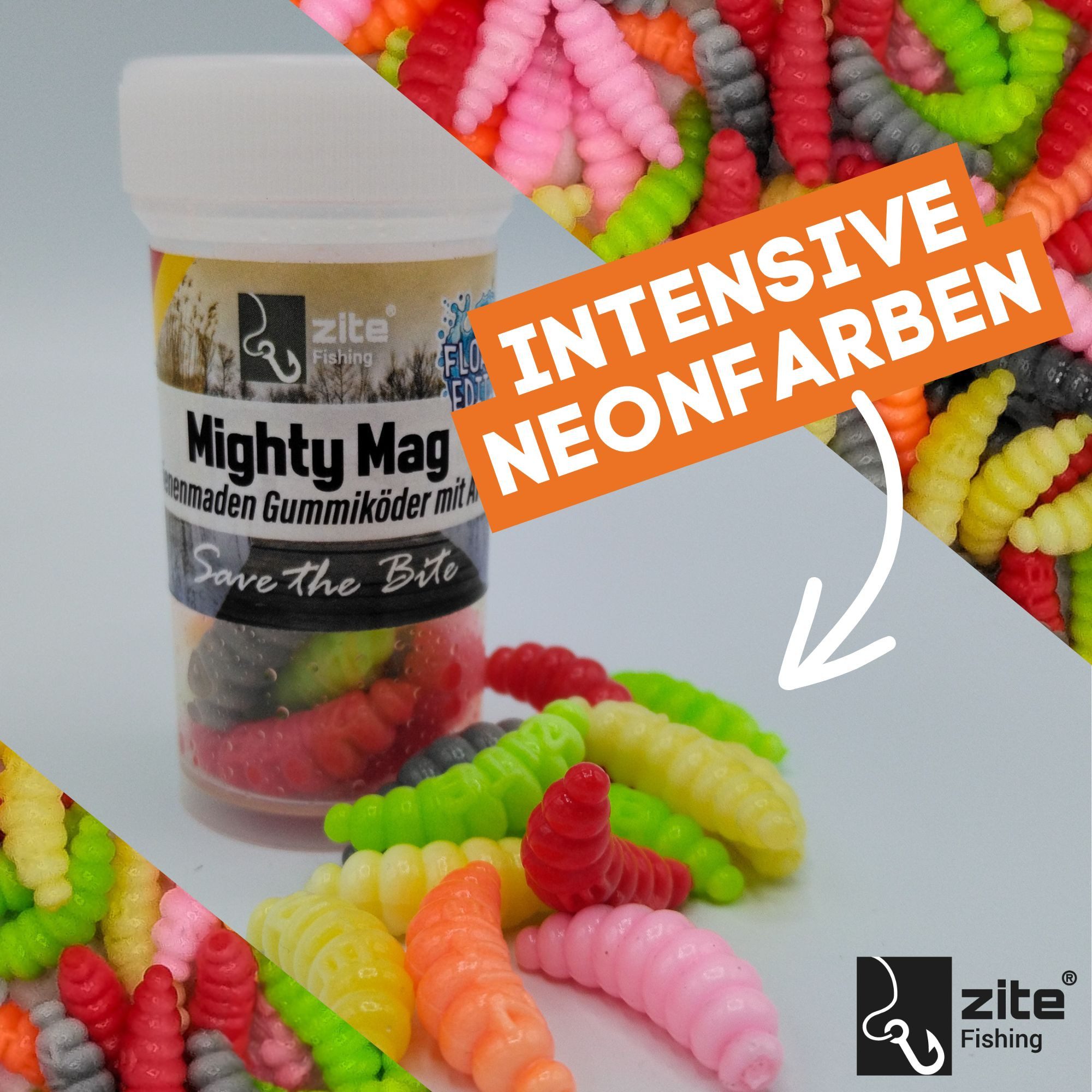 Zite Kunstköder 12x Mighty Mag auftreibend Knoblauch/Käse 2,8cm Bienenmade