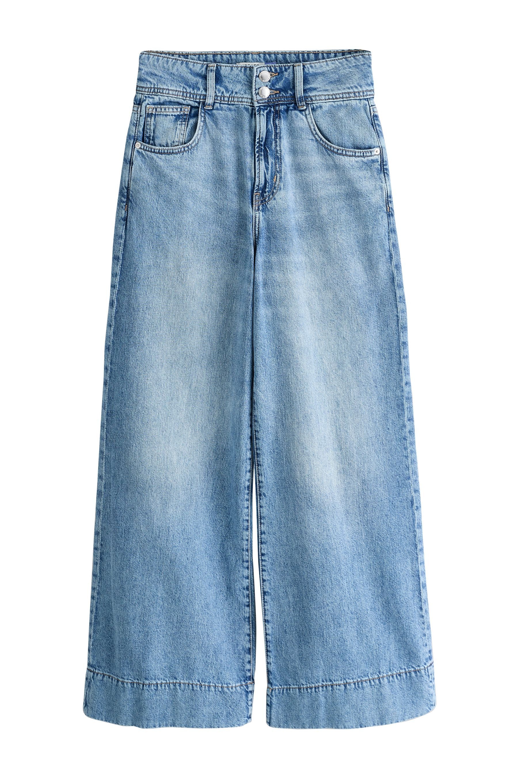 Weite Jeans Hochbund-Jeans mit weitem Bein