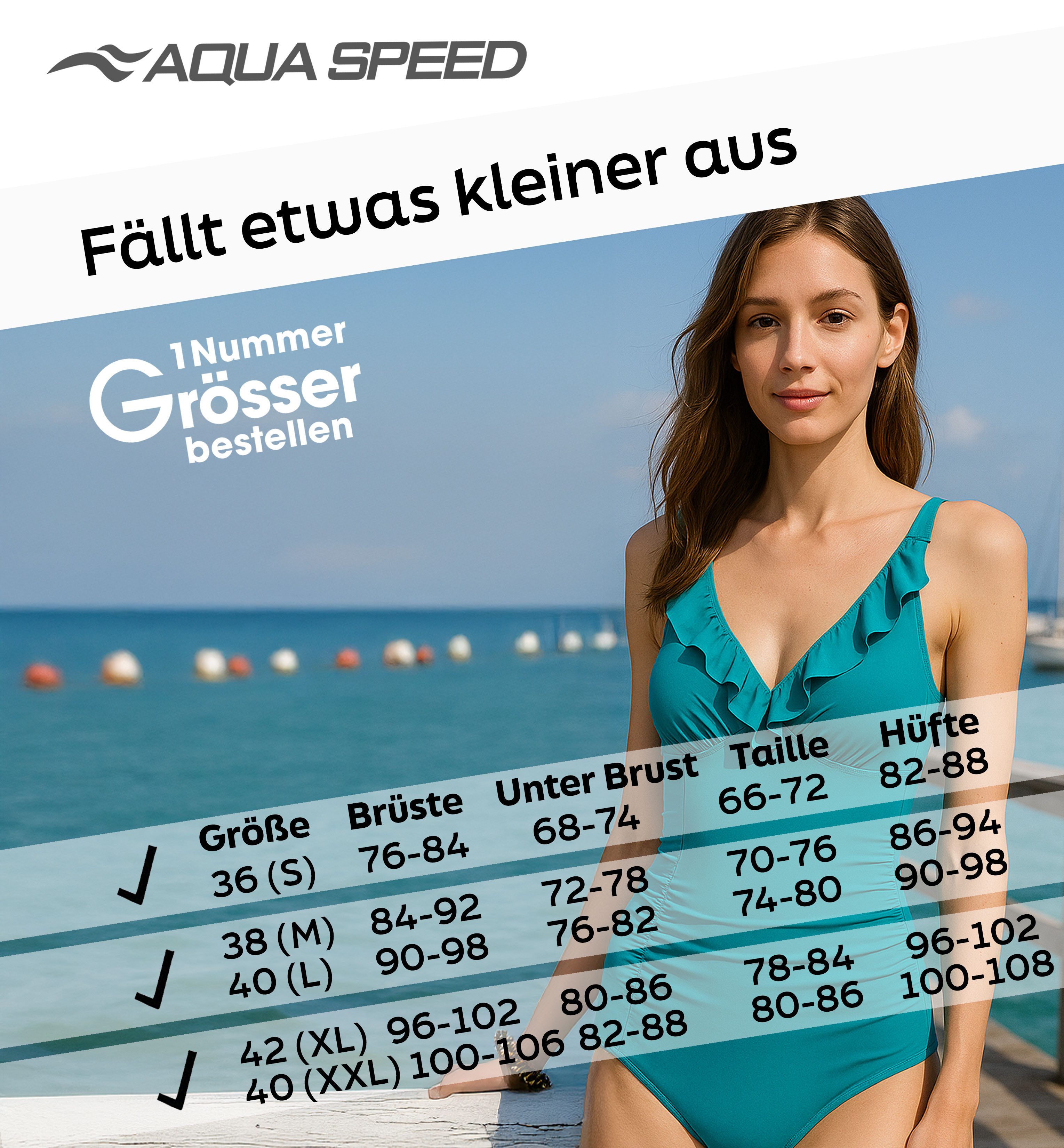 Aqua Speed Badeanzug Figur schmeichelnder Lydia Badeanzug mit kl. Handtuch (elegante Farben und jugendliches Design) – Bild 5 von 5